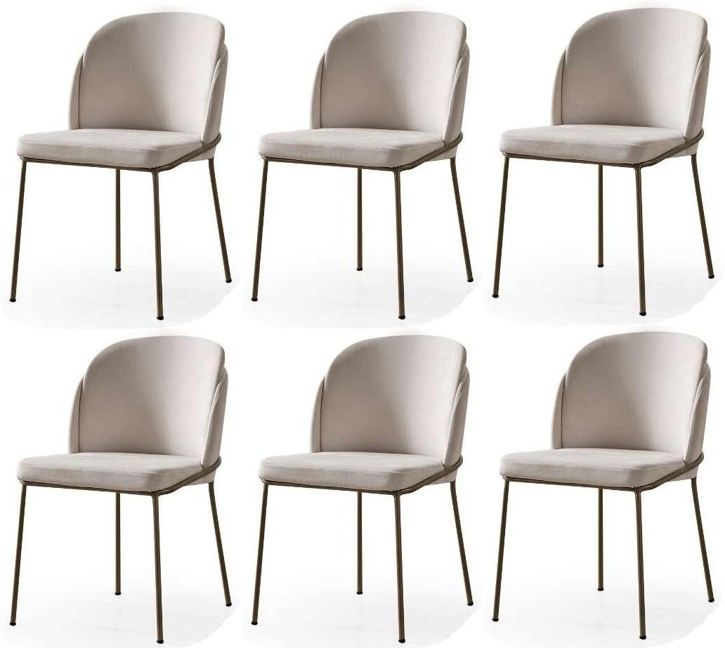 Xlmoebel Sitzgruppe Modernes Weißes 6er Stuhlset Textil Metall Polsterstühle Esszimmer, (6-tlg., 6-tlg)