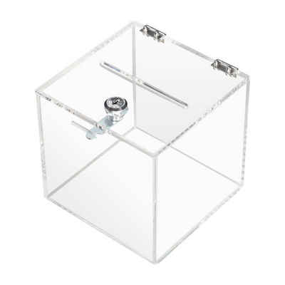 HMF Geldkassette »Spendenbox 4691«, Acryl Box mit Schloss, 15 x 15 x 15 cm, DIN A6