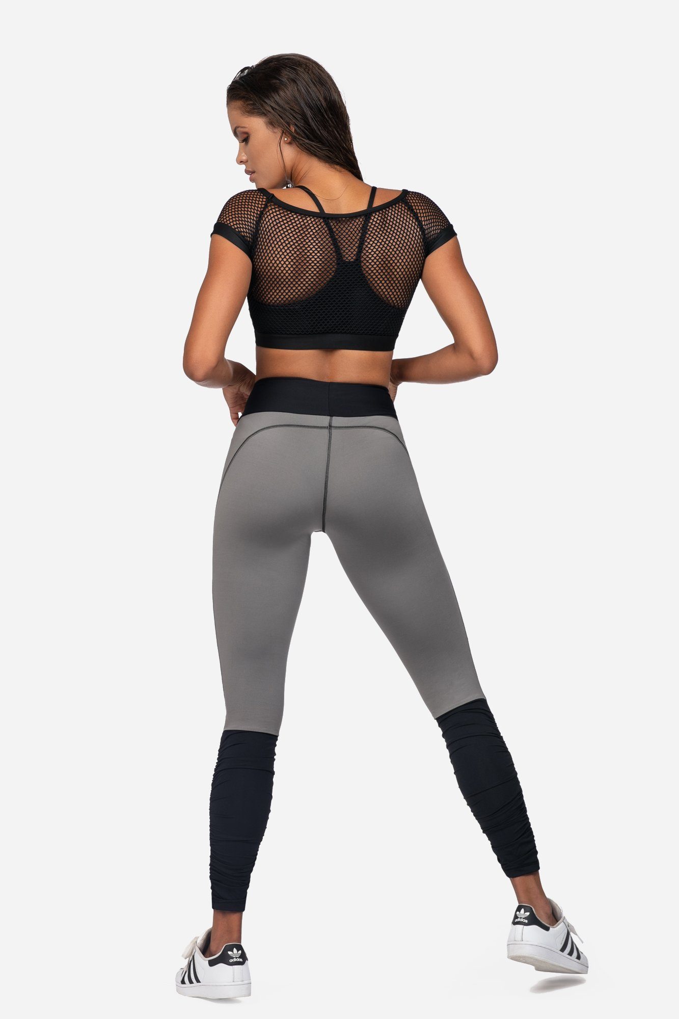 XL - Lorin schwarz/grau Yogaleggings in