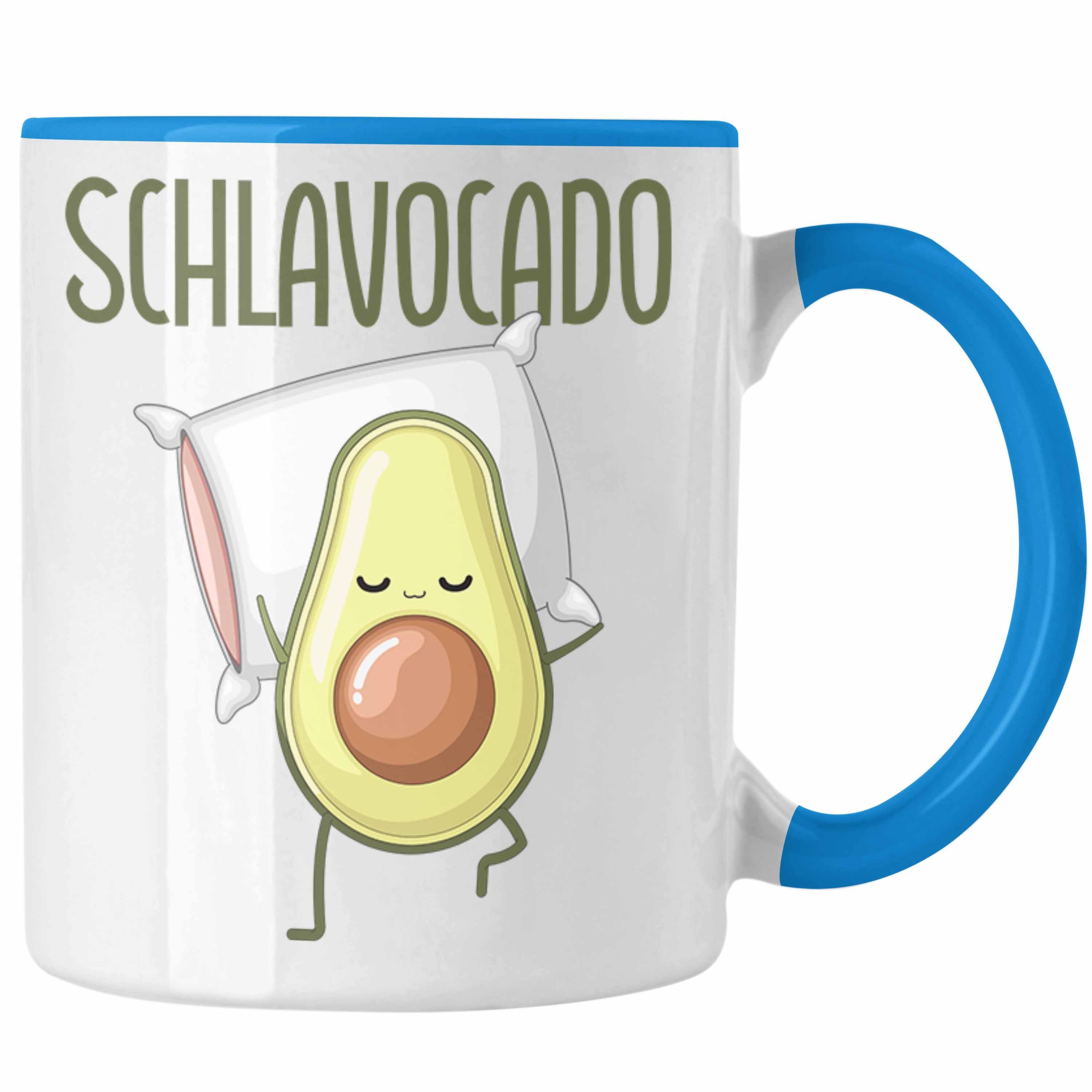 Trendation Tasse Lustige Tasse Avocado-Motiv Geschenk Mittagsschlaf-Liebhaber Nap Blau | Teetassen