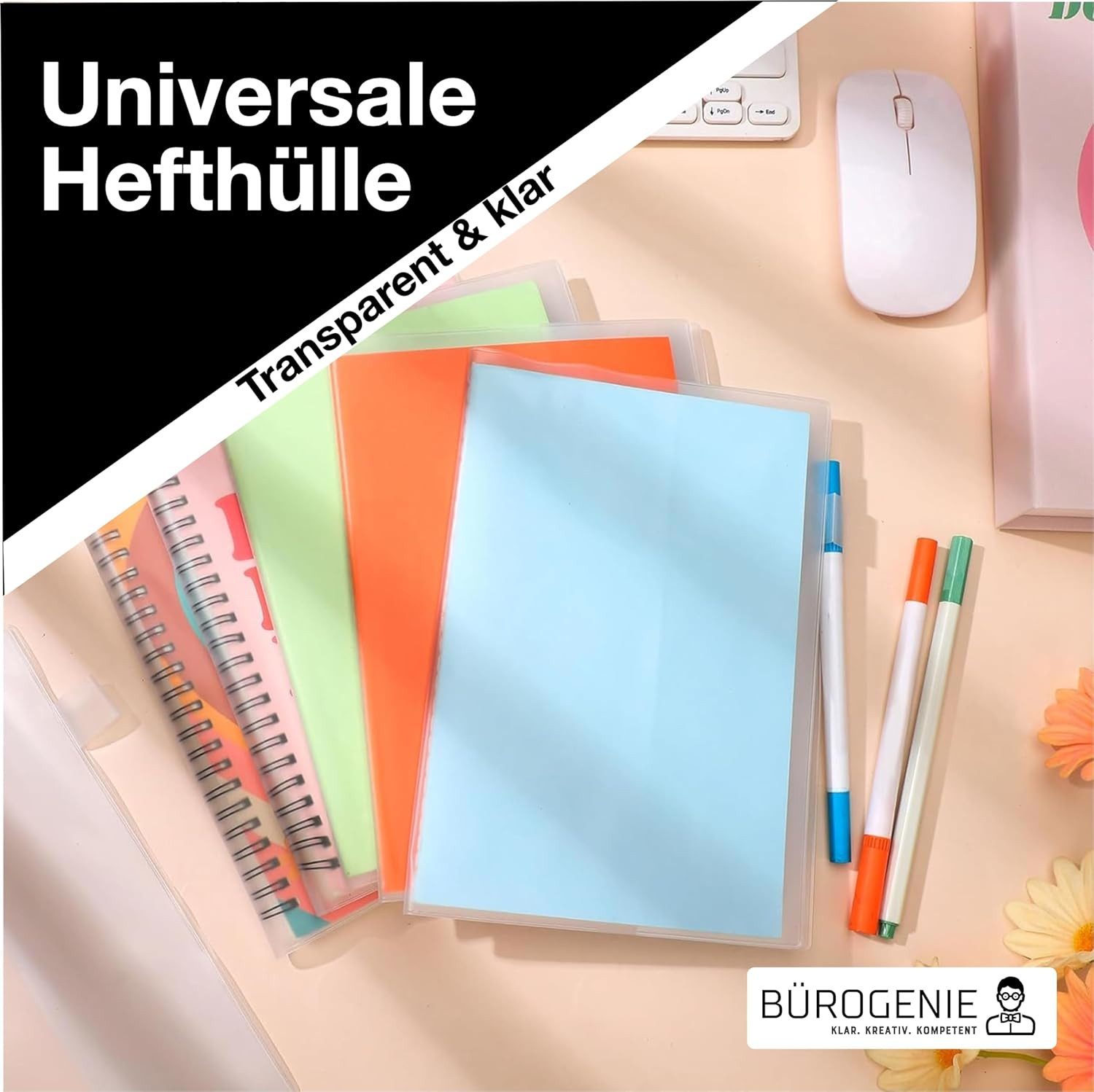 Bürogenie Schulheft 20x Buchumschlag transparent Umschlag & Hefthülle Buchschoner A4