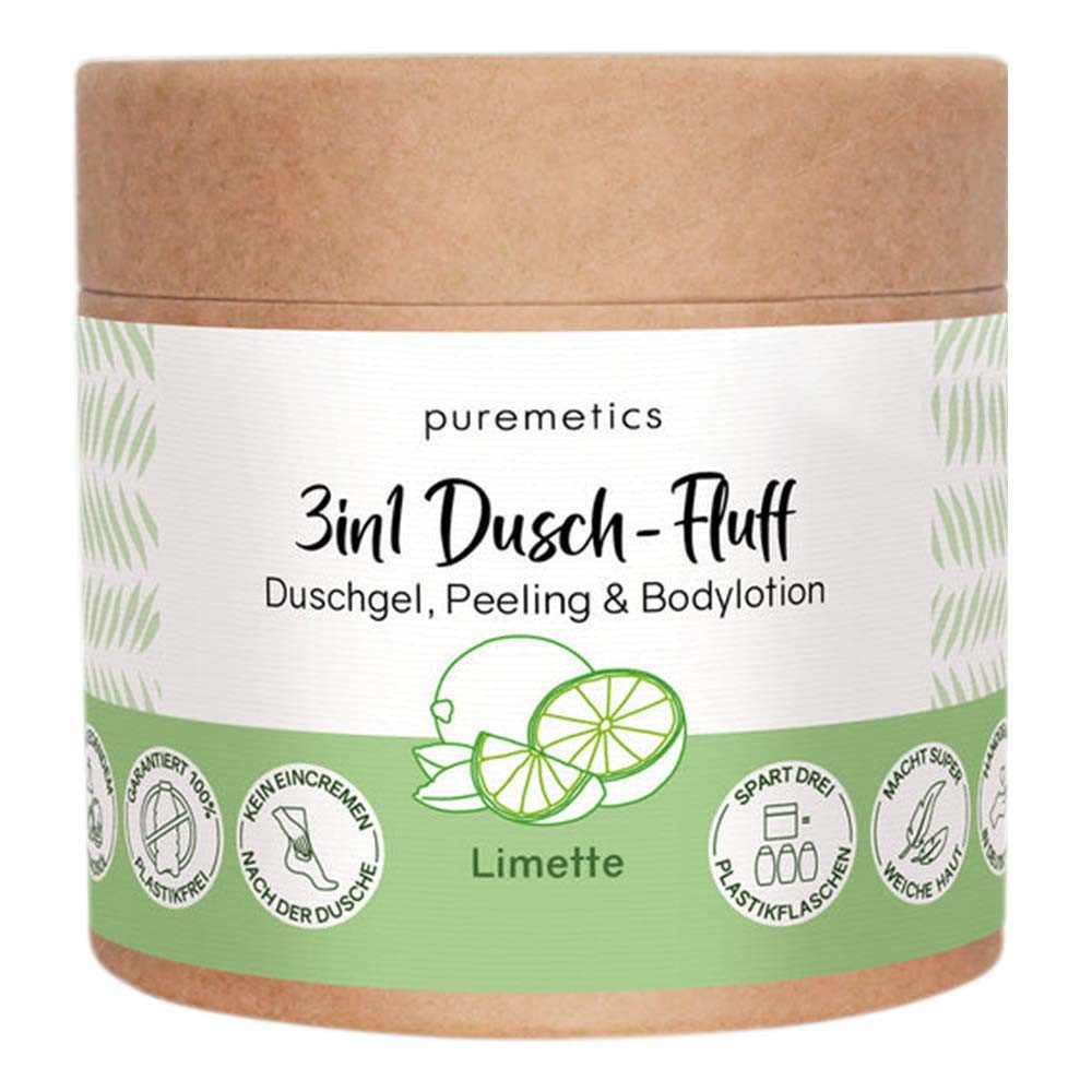 puremetics Körperpeeling 3in1 Dusch-Fluff - Limette 250g