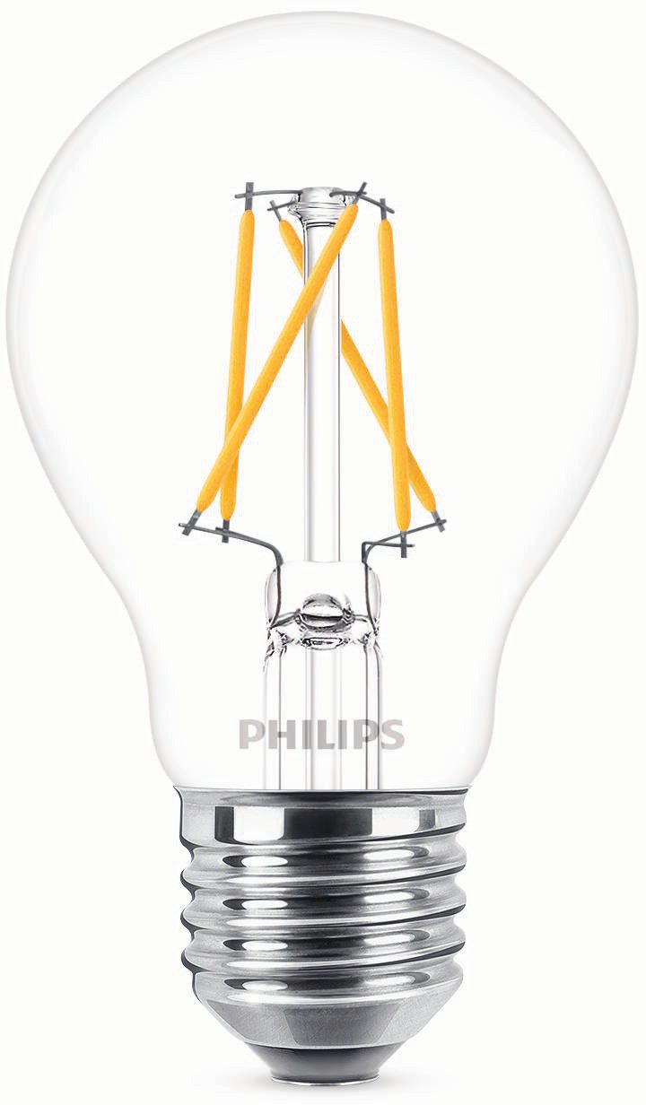 Philips Hue LED-Leuchtmittel LED classic Lampe 3in1 60W E27 warmweiß Glas klar, E27