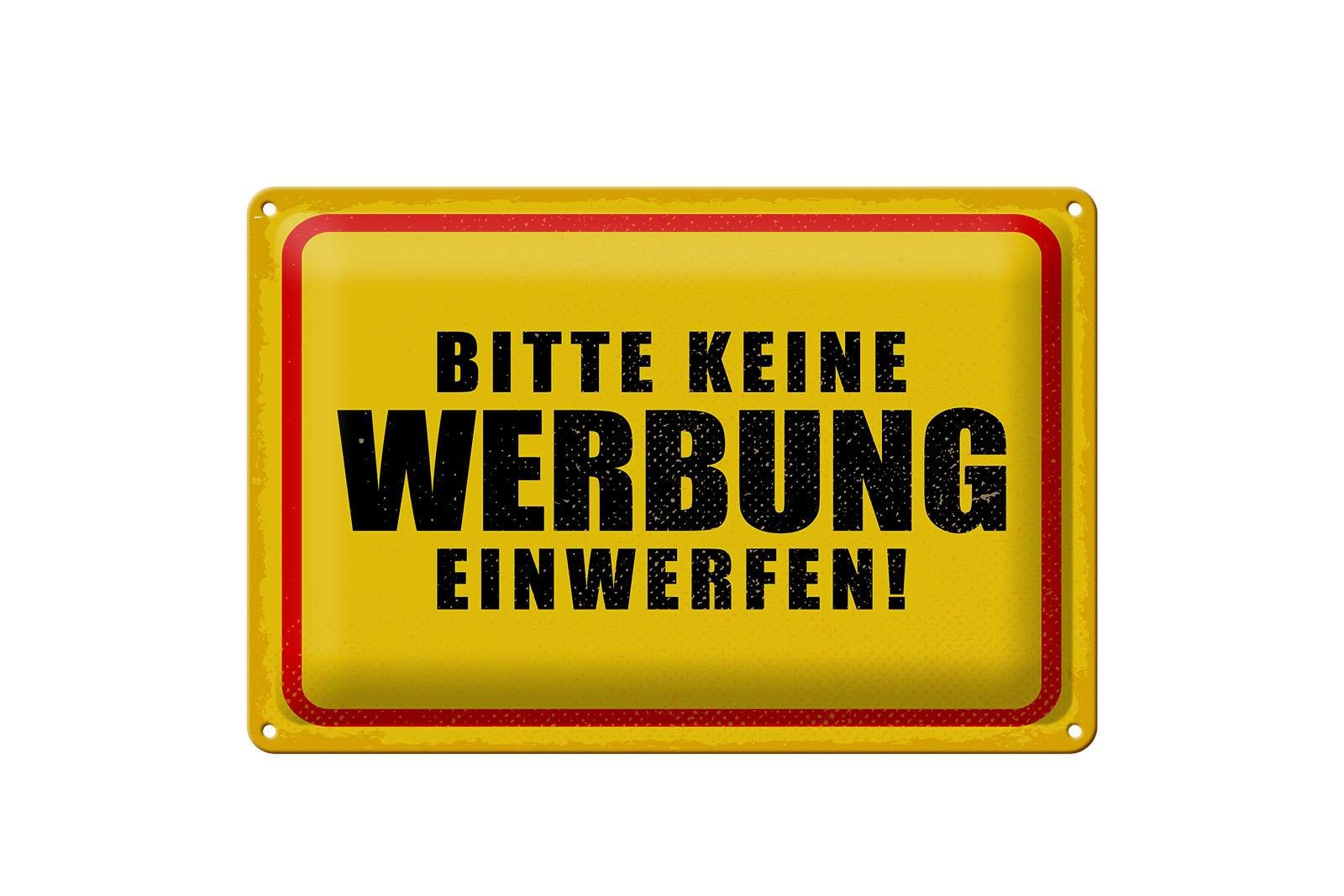 Femer GmbH Metallschild Hinweis 20x30 cm bitte keine Werbung einwerfen, (1 St), gewölbte Oberfläche, abgerundete Ecken, umgeschlagene Kanten
