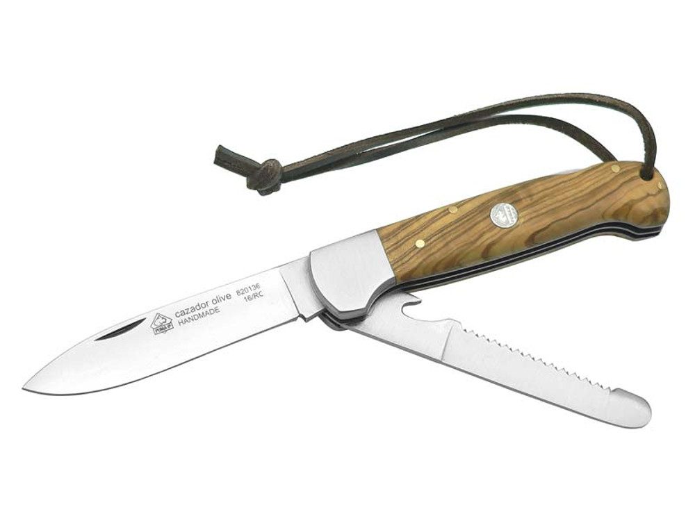 PUMA IP Taschenmesser Jagdtaschenmesser CAZADOR OLIVE Säge, Olivenholz, Back Lock, mit Sägeklinge, rostfrei