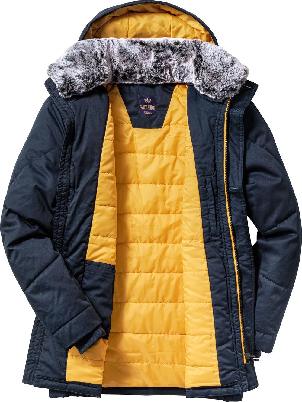 Franco Bettoni Parka abnehmbare Kapuze und Kunstpelzkragen