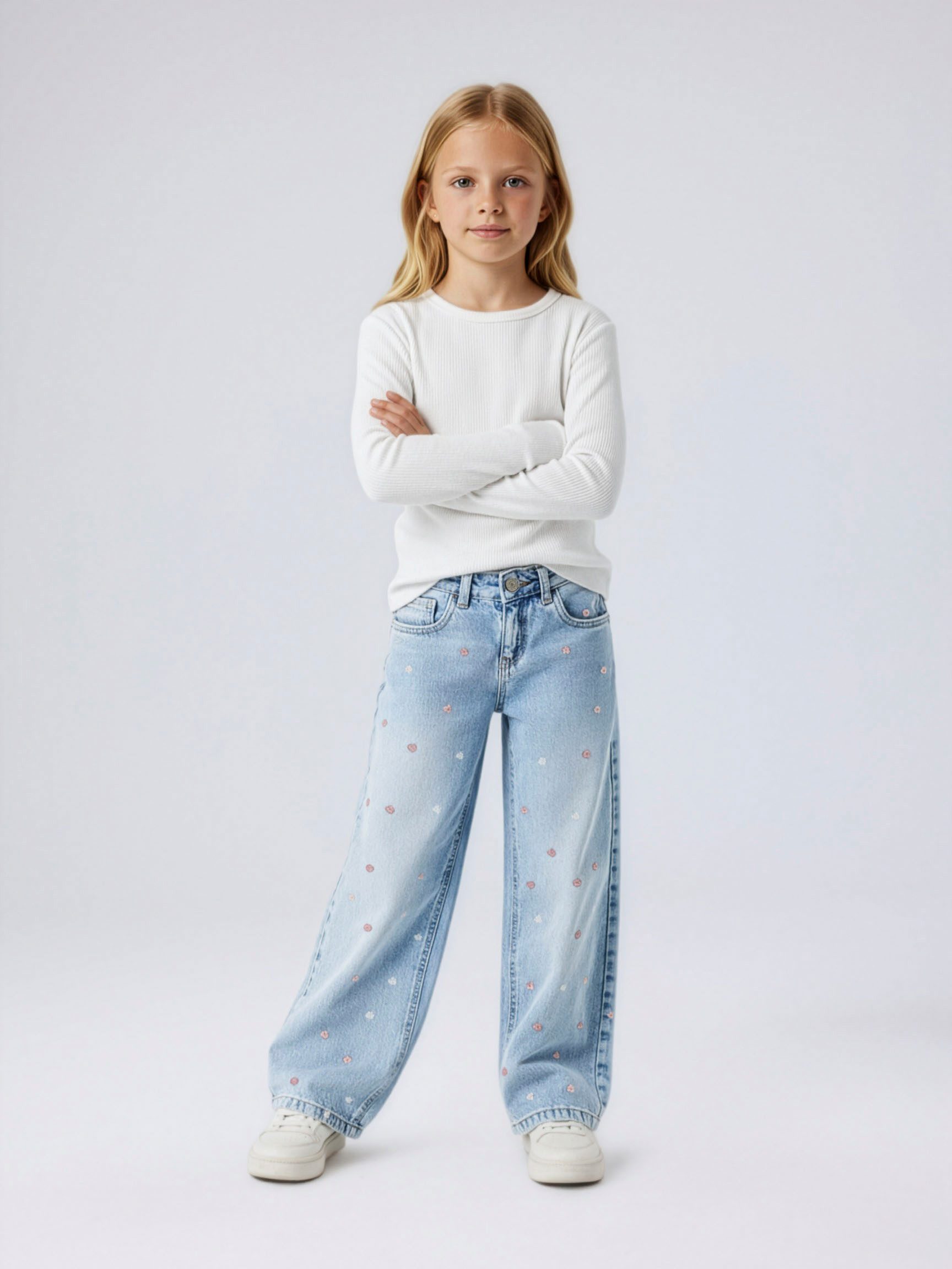 Name It Weite Jeans NKFROSE WIDE EMB JEANS 2010-FR NOOS allover bestickt
