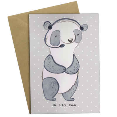 Mr. & Mrs. Panda Grußkarte Kundendienstmitarbeiter Herz - Grau Pastell - Geschenk, Einladungskar, Matte Innenseite