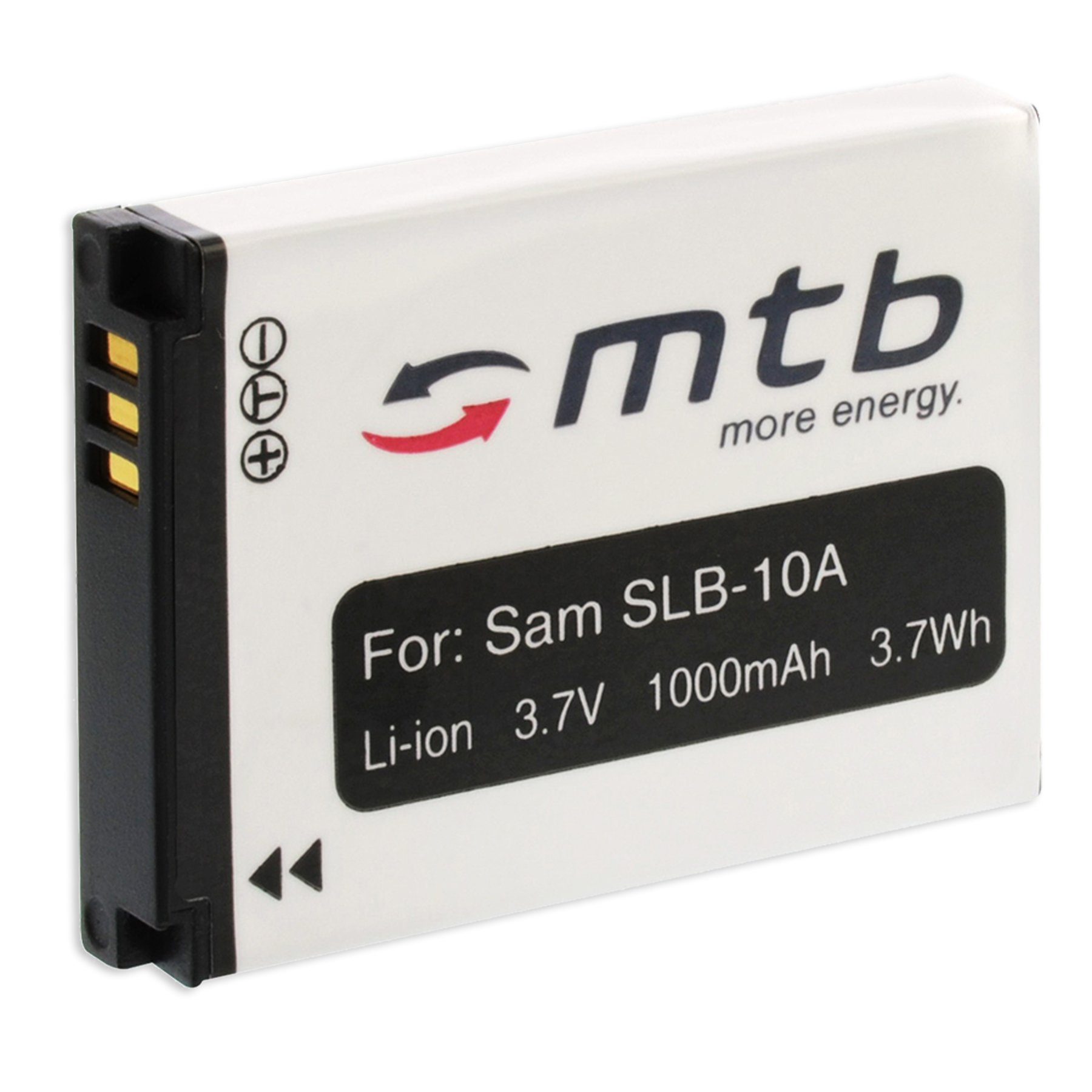 mtb more energy Akku für Samsung SLB-10A (kompatibel mit BenQ DLI-301, JVC BN-VH105) Kamera-Akku kompatibel mit Akku-Typ Samsung SLB-10A 1000 mAh (3,7 V)