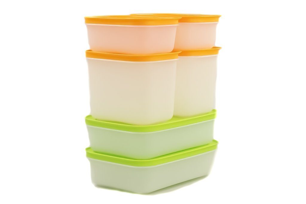 TUPPERWARE Frischhaltedose Eis-Kristall 1,0L (2)+1,1L (2)+450ml (2)+SPÜLTUCH