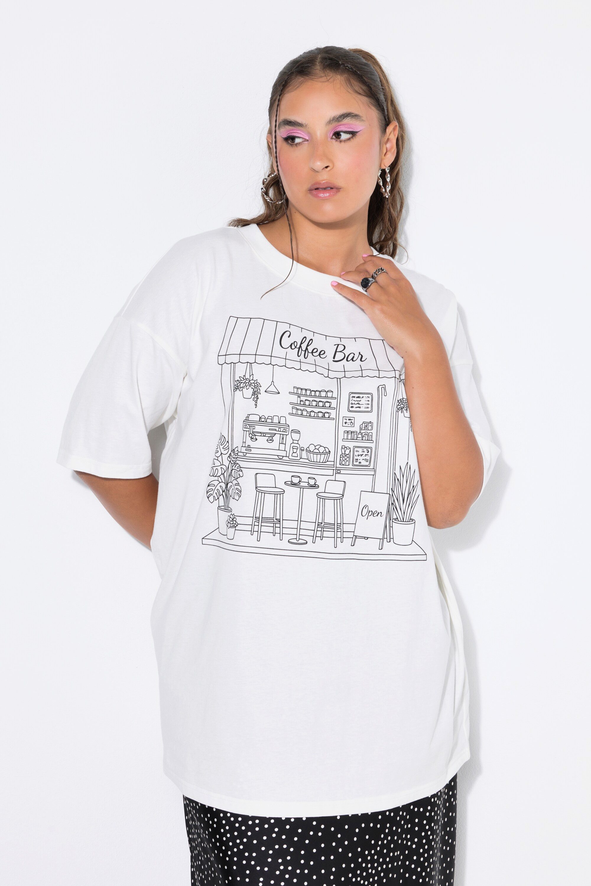 Studio Untold T-Shirt T-Shirt Oversize Shape Coffeebar-Print