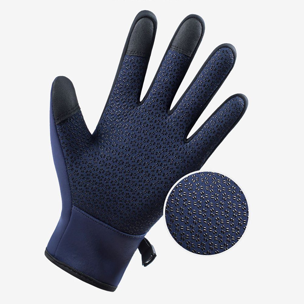 Grau (set) Touchscreen, Gloves Elastisch für Anti-Verlust Rutaqian Warmhalten, Sport mit Herren Damen,Touchscreen,Wasserdicht Fahrradhandschuhe Reißverschluss,