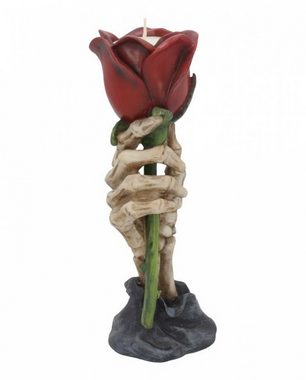 Horror-Shop Kerzenständer Romantischer Skeletthand Teelichthalter mit Rose a
