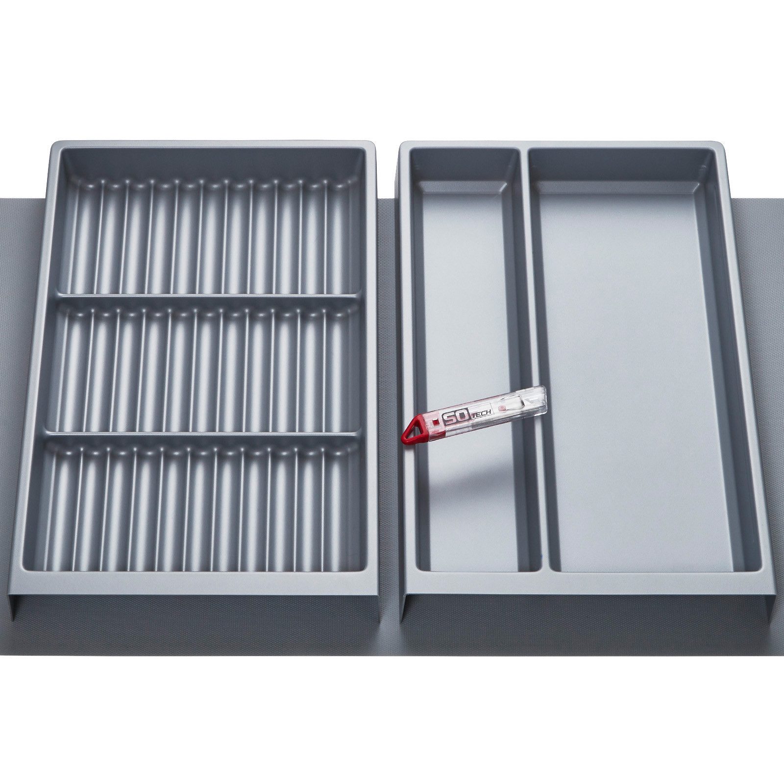 SO-TECH® Schubladeneinsatz ORGA-BOX Vario für 90er Schublade & Antirutschmatte (1 St), SET 3 Silbergrau Mehrzweck-, Gewürzeinsatz