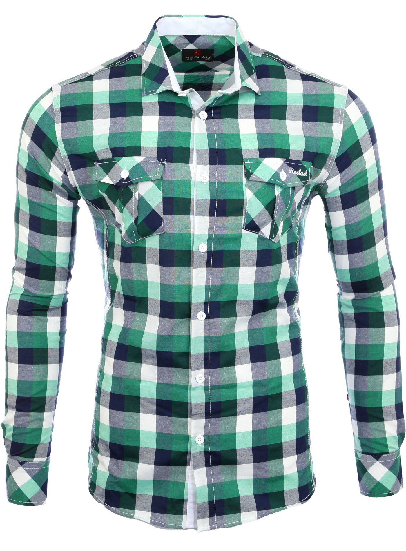 Reslad Langarmhemd Reslad Herren Hemd Orlando RS-7060 (3-tlg) kariertes Kon günstig online kaufen