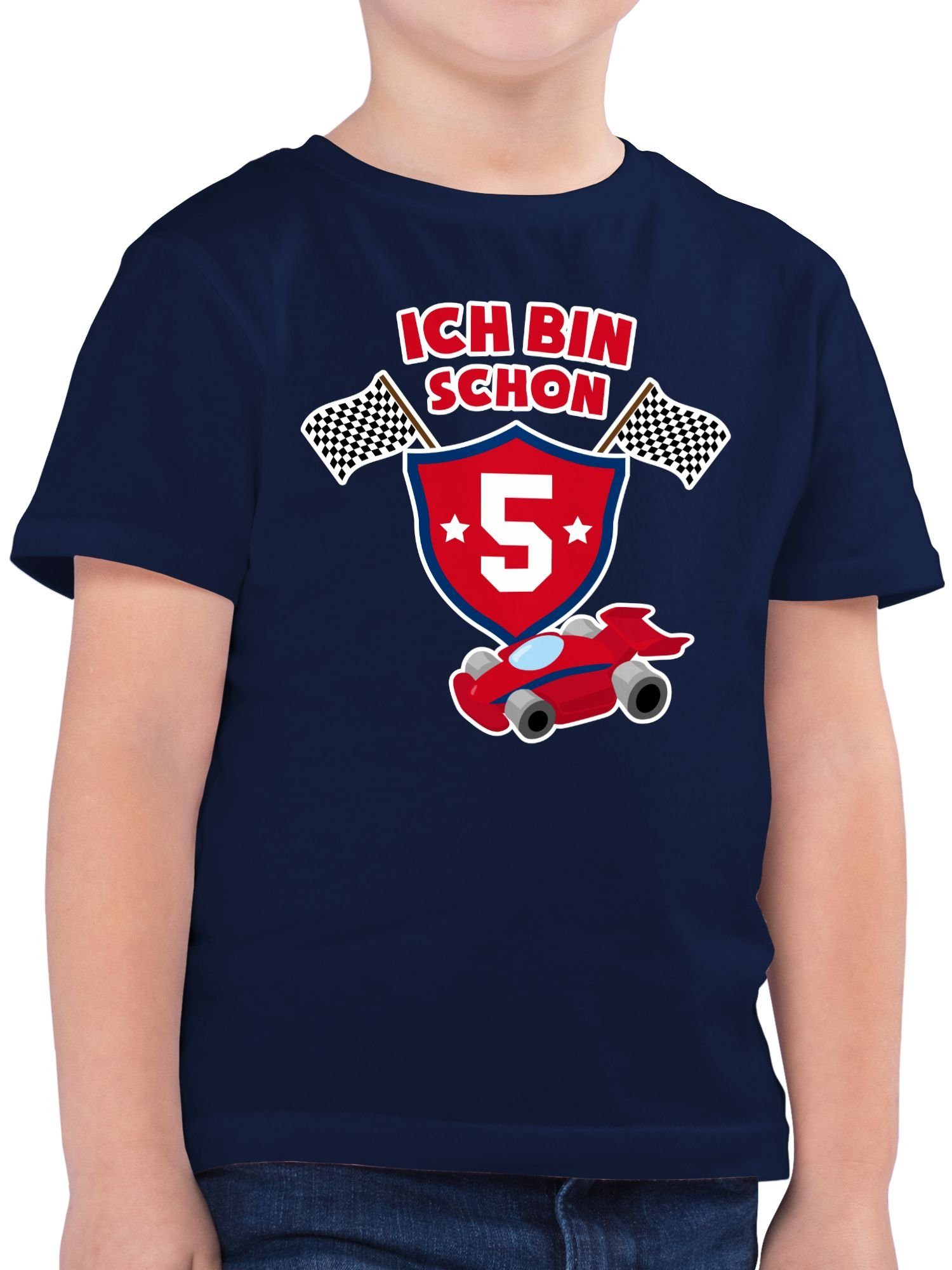 Kinder Kids (Gr. 92 - 146) Shirtracer T-Shirt Ich bin schon fünf Rennauto - 5. Geburtstag - Jungen Kinder T-Shirt