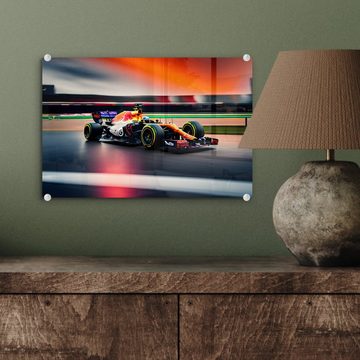 MuchoWow Acrylglasbild Auto - Formel 1 - Rennstrecke - Rennwagen, (1 St), Glasbilder - Bilder auf Glas Wandbild - Foto auf Glas - Wanddekoration