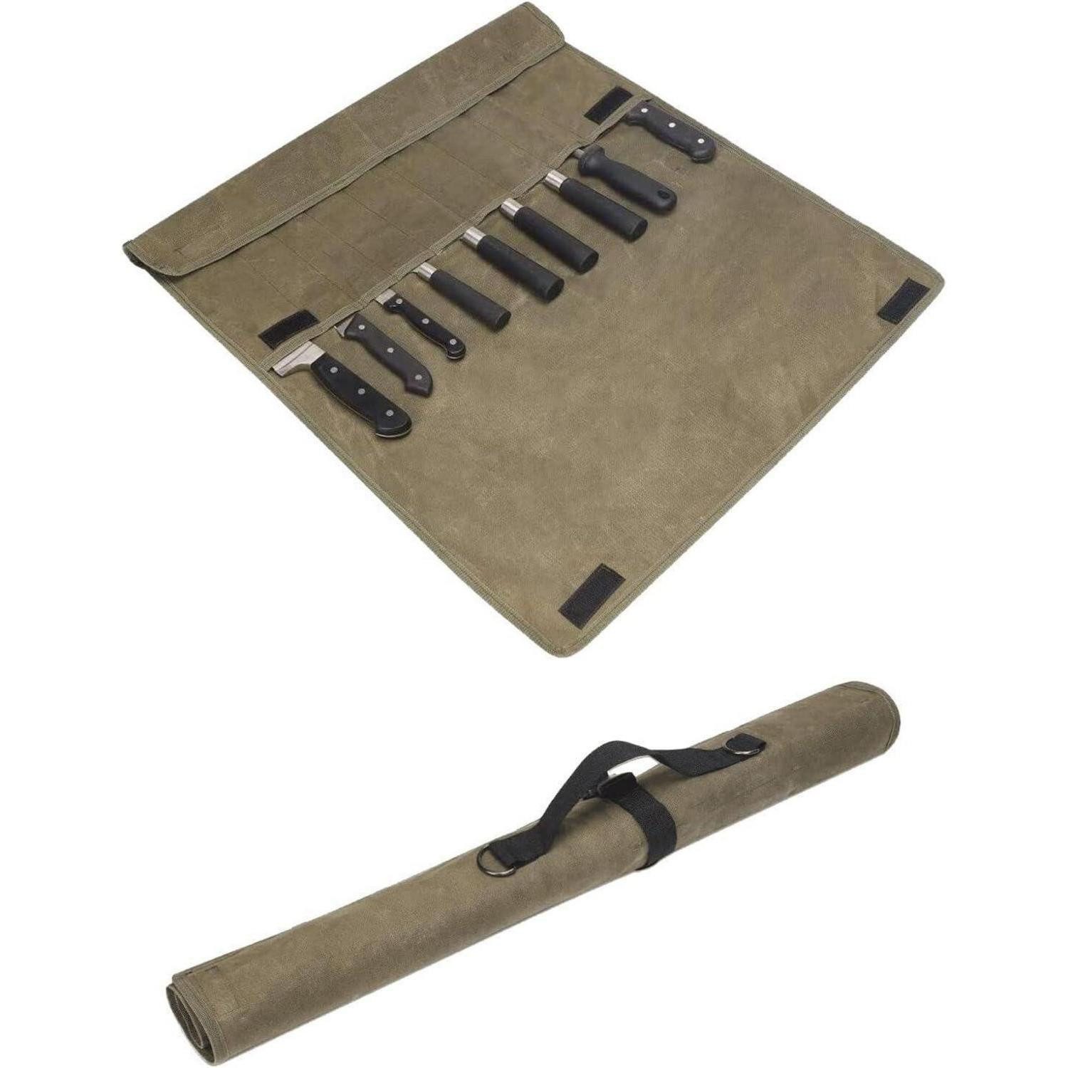 Messertasche Aufbewahrungstasche für Küchenmesser Canvas 9 Fächer 73,7 cm