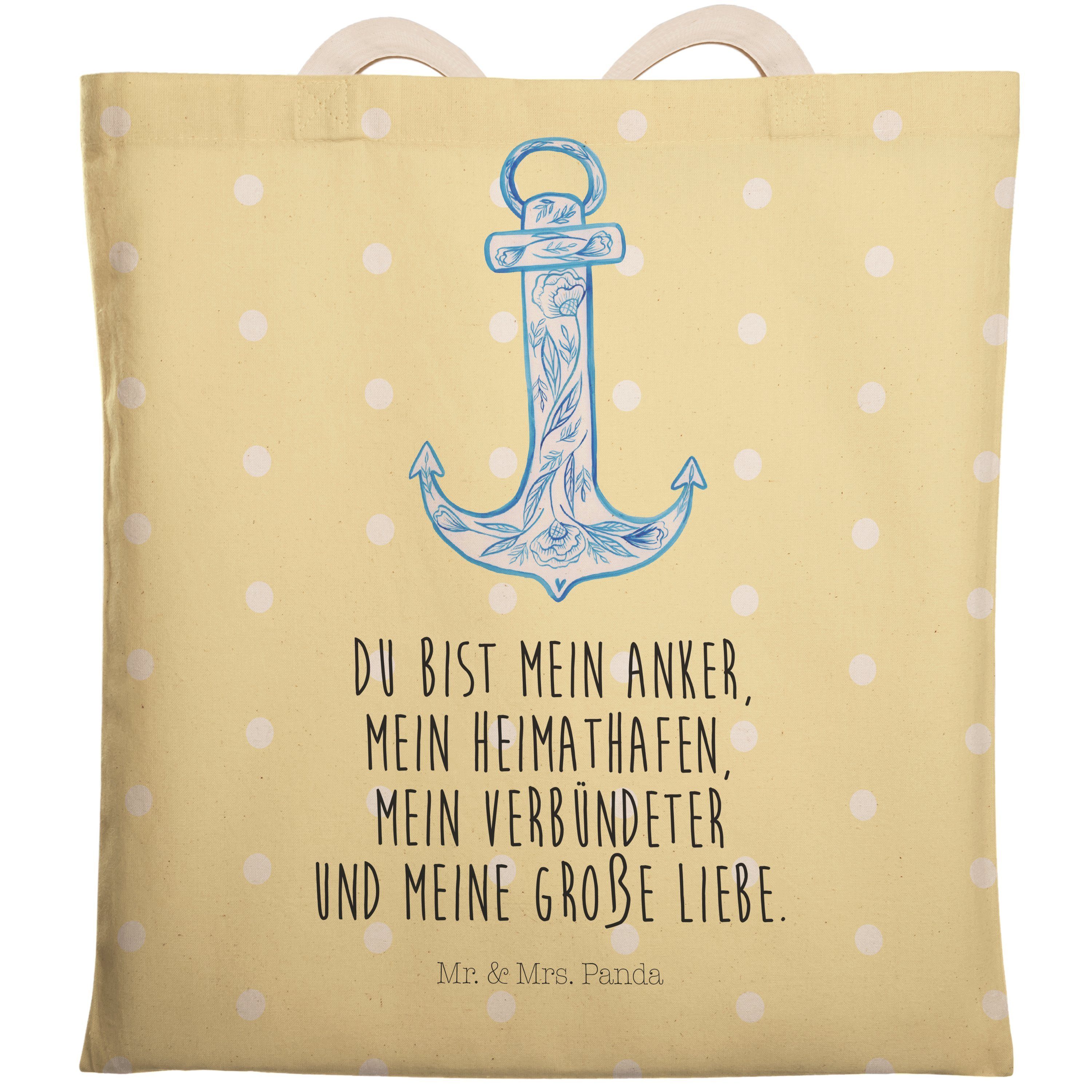 Mr. & Mrs. Panda Tragetasche Anker Blau Gelb Pastell Geschenk