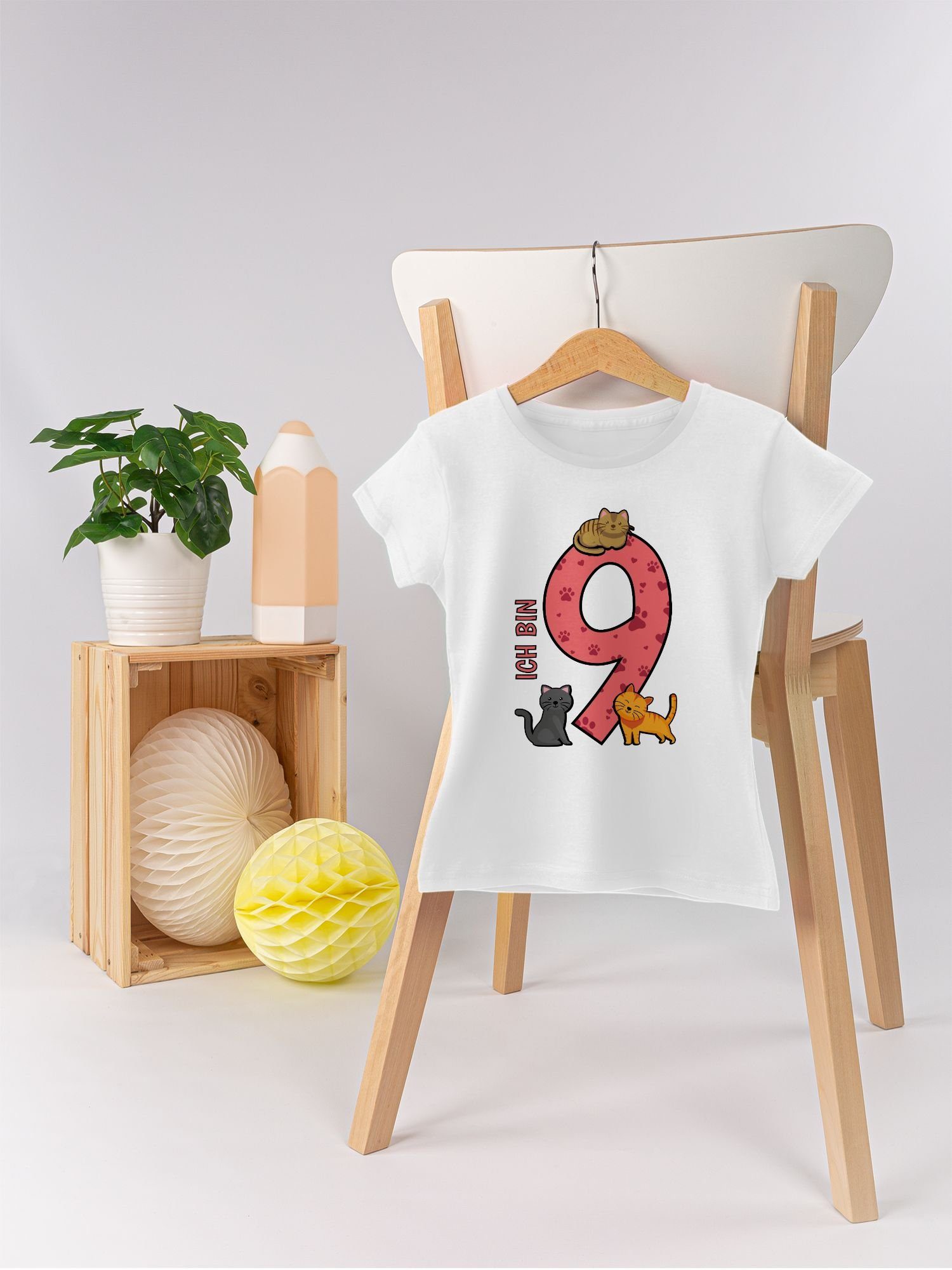 Shirtracer T-Shirt Katzen Neunter 9. Geburtstag