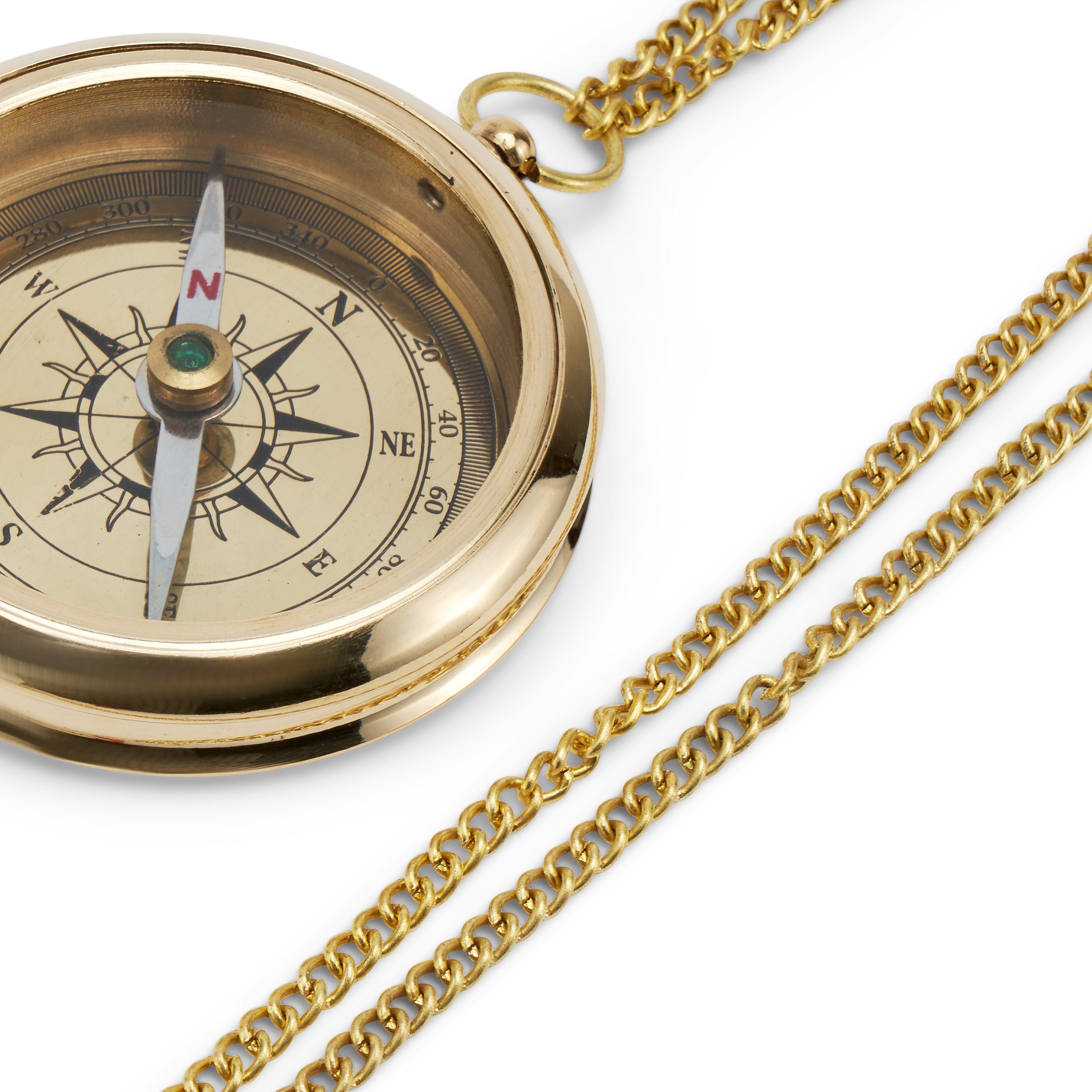 NKlaus Kompass Maritim 6cm Kompass mit Kette aus Messing gold Taschenkompass Navigati