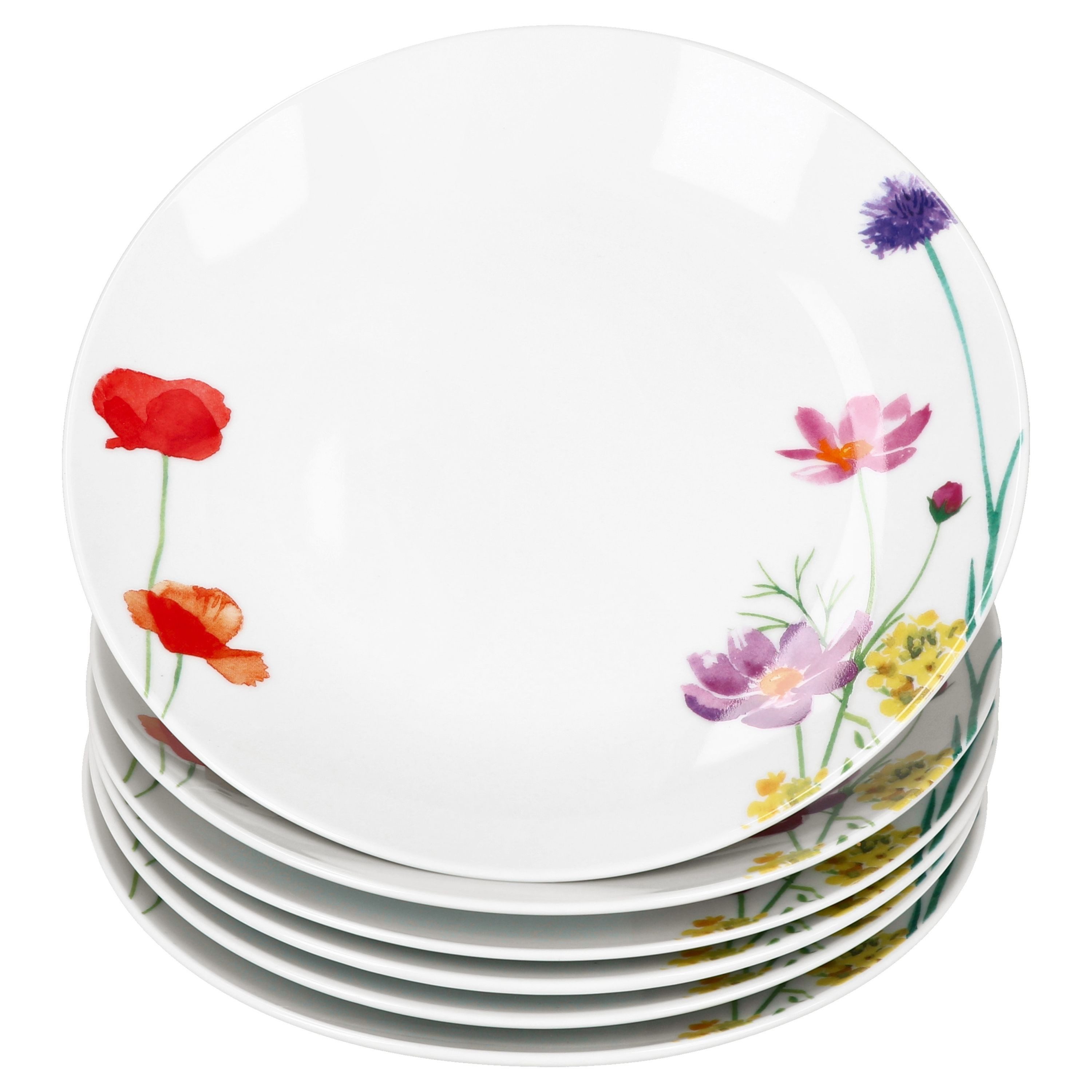 MamboCat Frühstücksteller 6er Set Marie Kuchenteller Porzellan 6 Personen Blumen