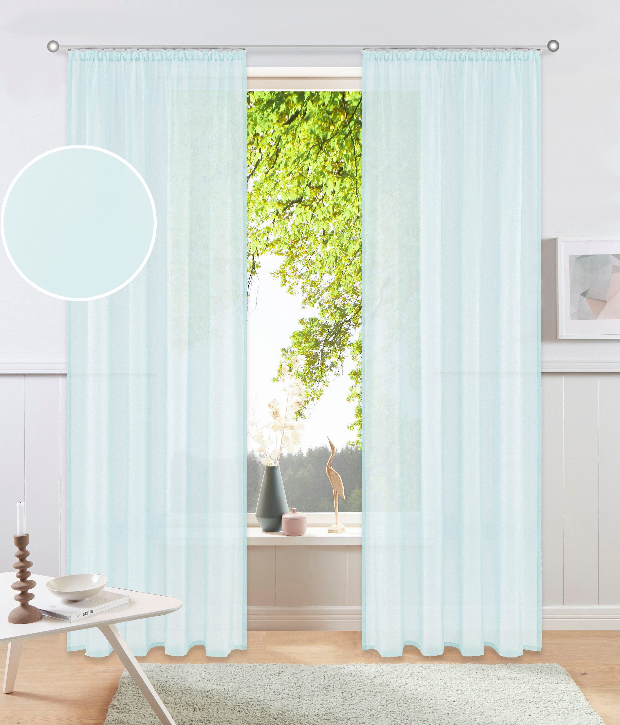 OTTO home Gardine XANA 1er- und 2er-Pack (1 St), Kräuselband, transparent, Voile, Bestseller, einfarbig, 1 bzw. 2 Schals, pflegeleicht, Kundenliebling