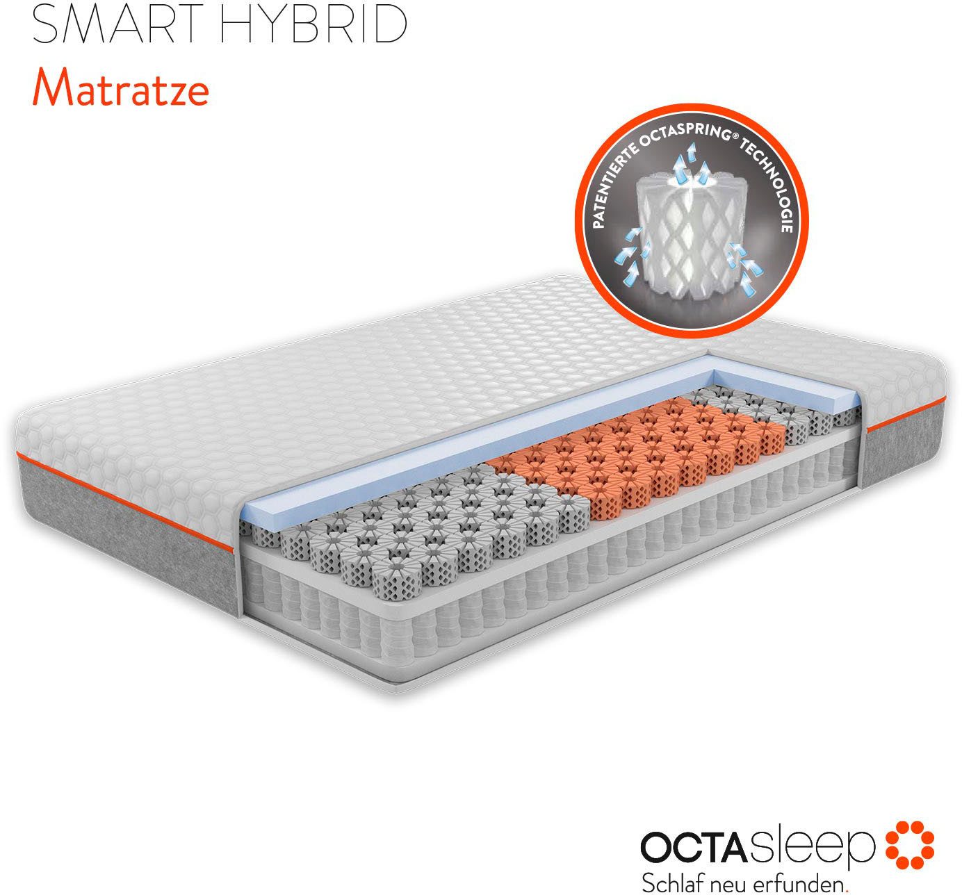 Taschenfederkernmatratze Octasleep Smart Hybrid Matress, OCTAsleep, 23 cm hoch, (1-tlg)