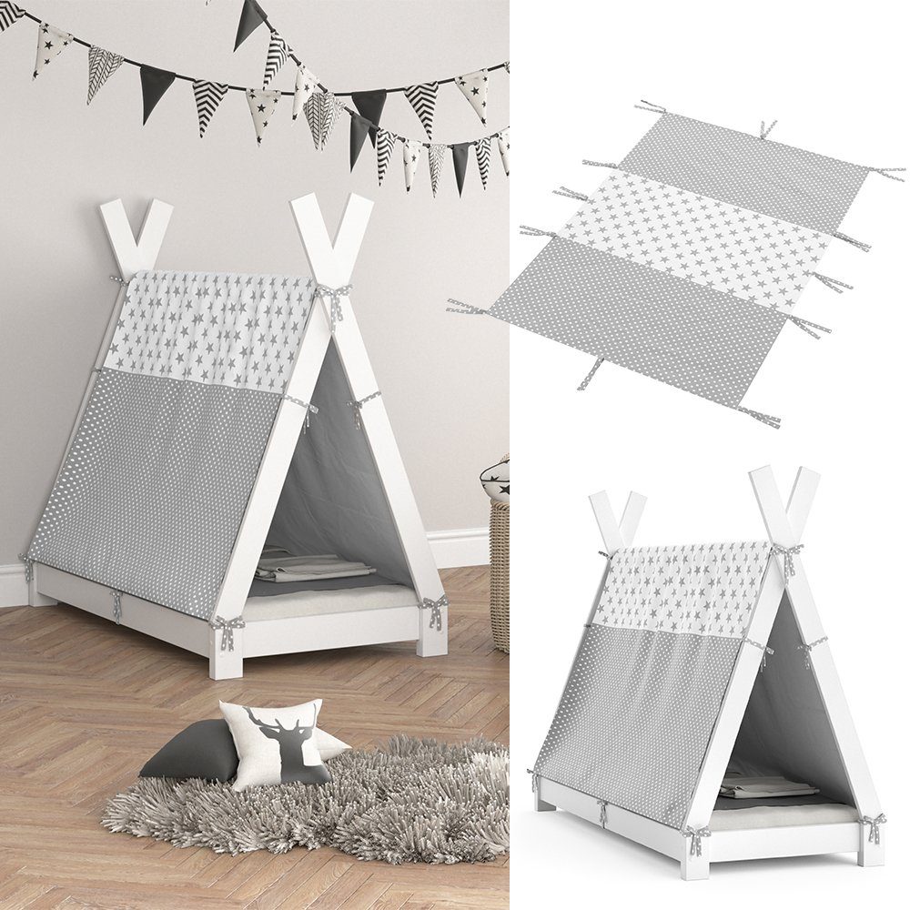 VitaliSpa® Kinderbett Tipi, Grau/Weiß, 70 x 140 cm günstig online kaufen