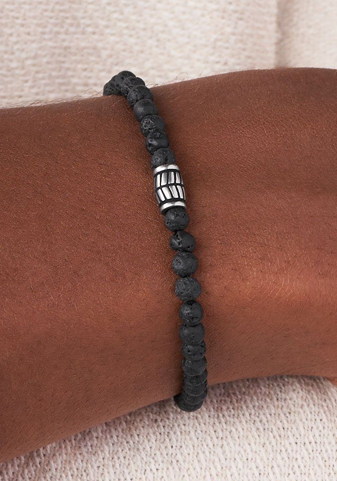 Fossil Armband Schmuck Geschenk Edelstahl Textil VINTAGE CASUAL, mit Lavastein