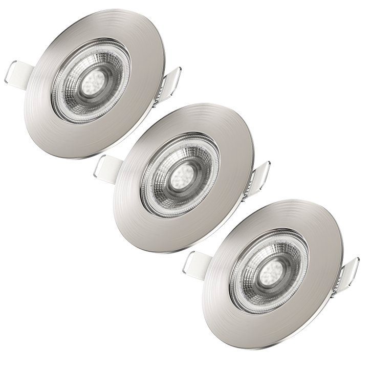 Spot, B.K.Licht LED IP44, Einbaustrahler, dimmbar, Lampe, Strahler, integriert, fest 3er LED 5W, Warmweiß, SET Einbauleuchte,