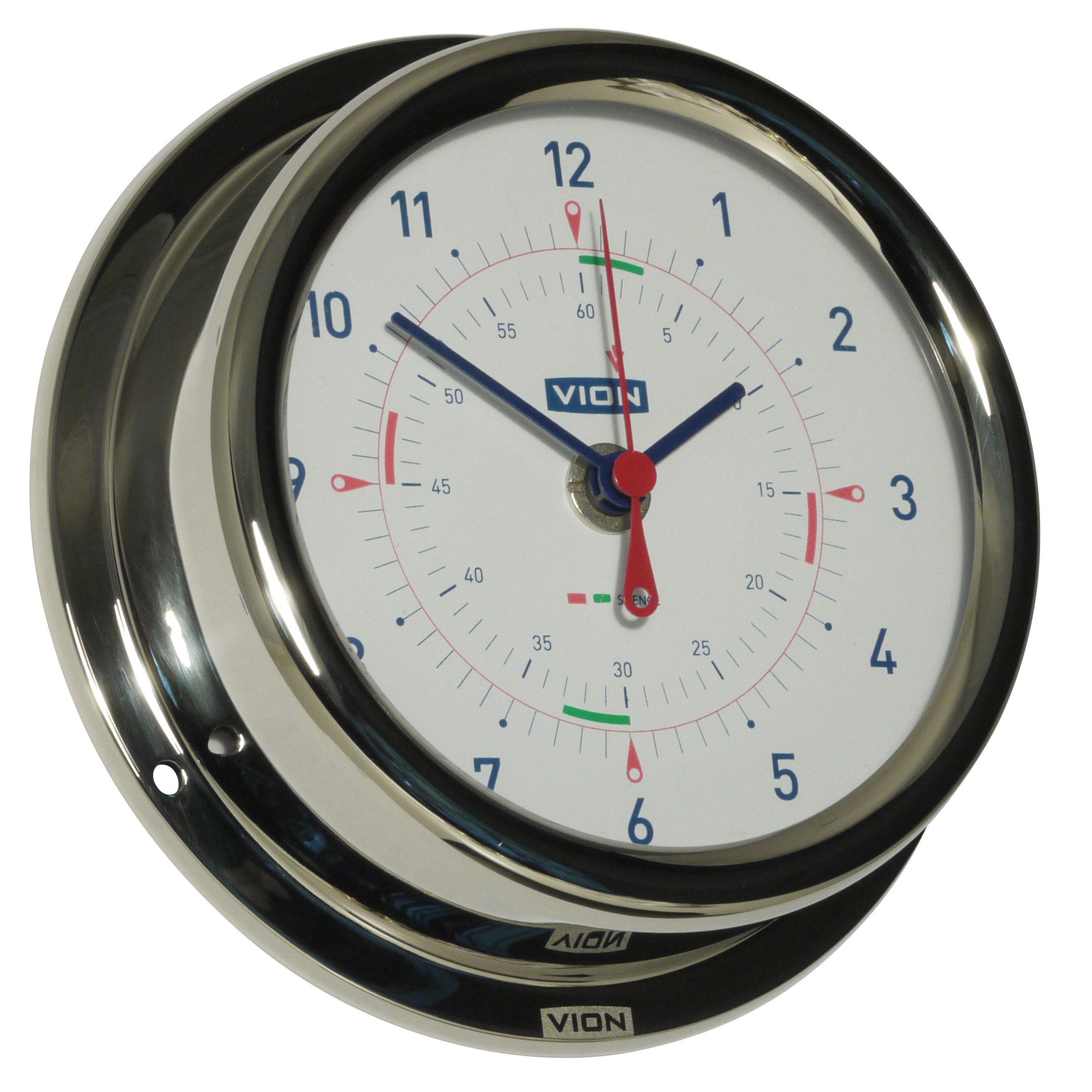 Delite Wanduhr Schiffsuhr Stahl poliert VION Clock A130 (Marineuhr mit Funkstille-Perioden)