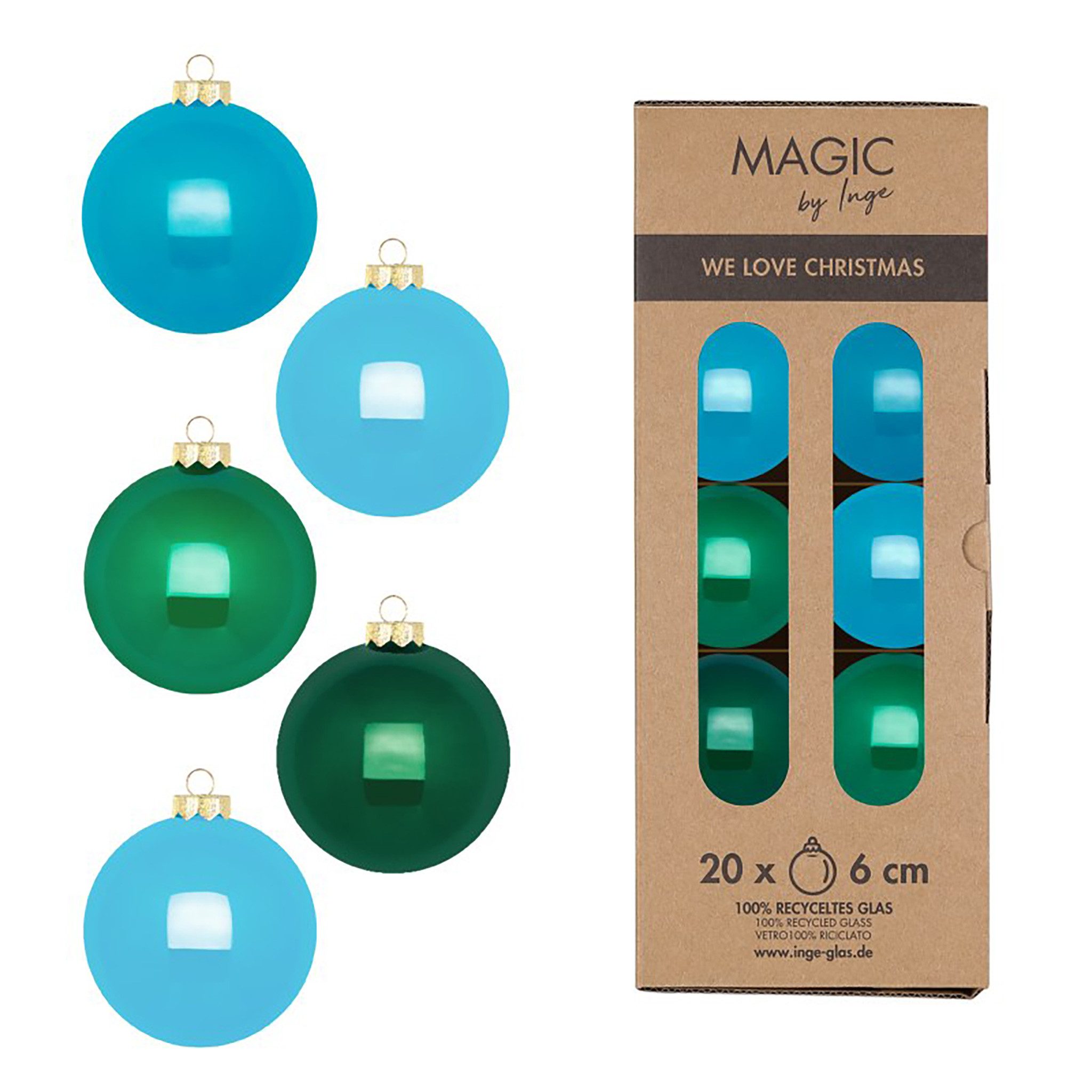 MAGIC by Inge Weihnachtsbaumkugel, Weihnachtskugeln Glas 6cm 20 Stück - Jumping Jack