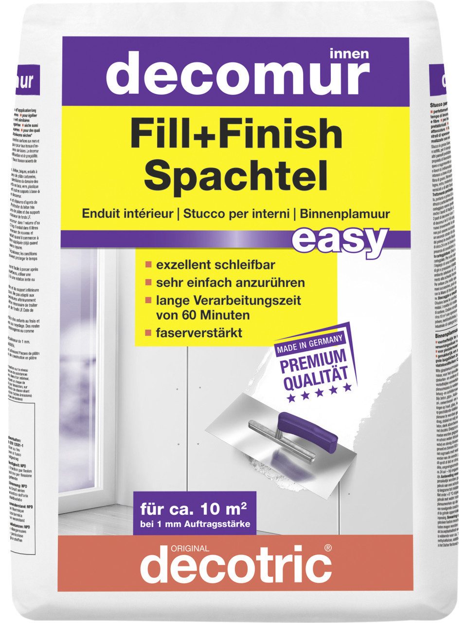 decotric® Spachtelmasse Decotric Decomur Fill+Finish Spachtel easy 10 kg