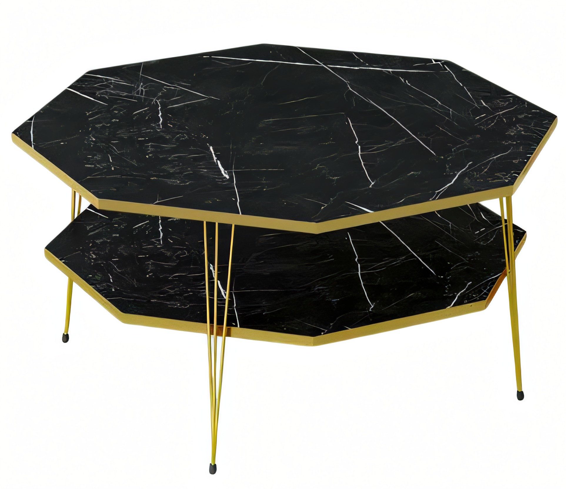 Xlmoebel Couchtisch Schwarzer Holz-Couchtisch in Achteckform mit modernem Design (Packung, Couchtisch, 90 x 90 x 47 cm), Made in Europa