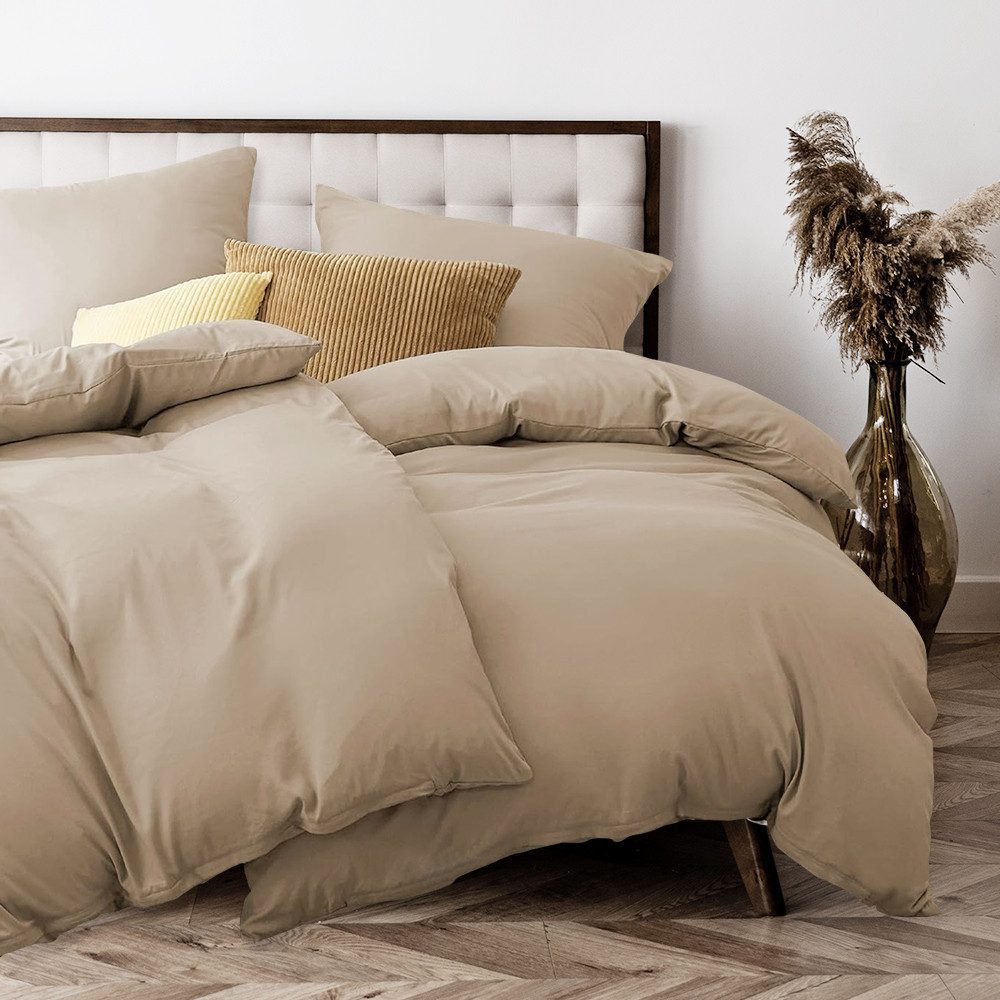 Elegear Bettwäsche Bettwäsche 135×200/155x220/200x200cm Mikrofaser Bettwäsche-Set, Mikrofaser aus Polyester, 2 teilig, Bettbezug+Kopfkissenbezug*1, atmungsaktiv, weich für alle Jahreszeiten