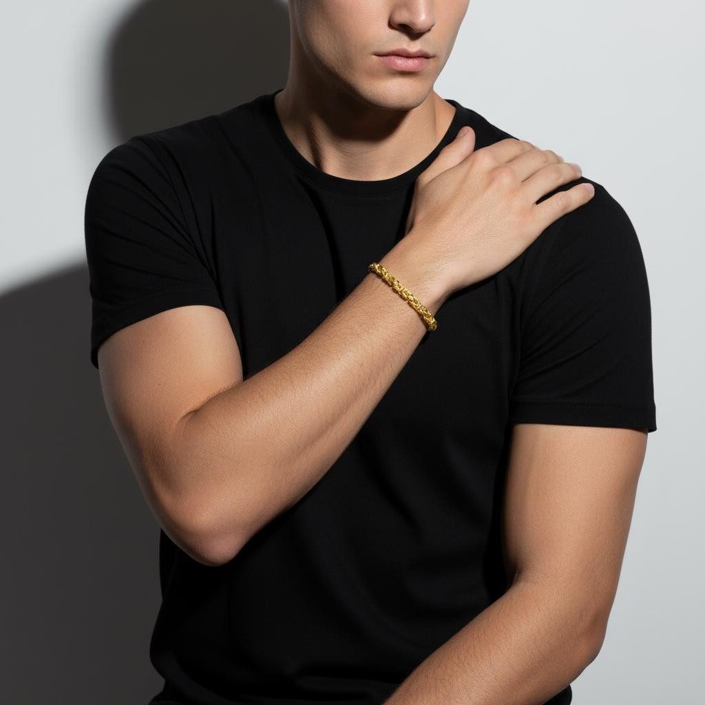 Tony Fein Armband Königsarmband 3,8 mm 585er Vergoldet Gelbgold Hochglanzpoliert, Made in Italy für Damen und Herren