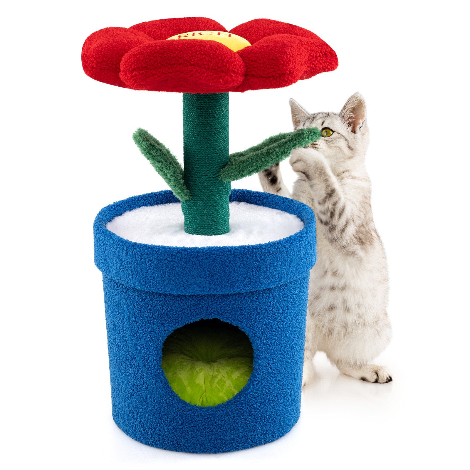 COSTWAY Kratzbaum, Katzenkratzbaum, mit Katzenhöhle, 72cm hoch