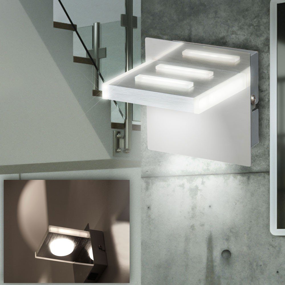 etc-shop LED Wandleuchte, LED-Leuchtmittel fest Chrom Zimmer Wand Warmweiß, 5 Leuchte LED Watt verbaut, Lampe Beleuchtung
