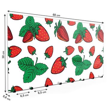 Primedeco Garderobenpaneel Magnetwand und Memoboard aus Glas Erdbeeren und Blätter
