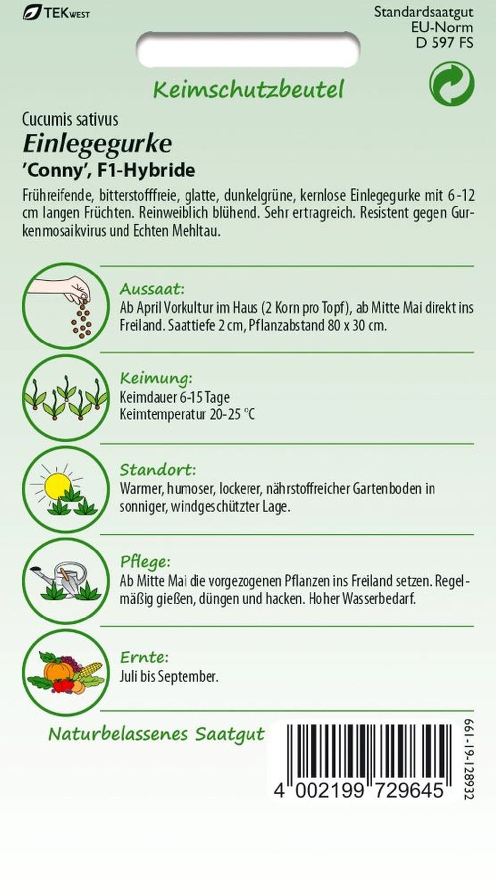 SAMEN PFANN Gemüsesamen Einlegegurke, Conny F1 - Gurken-Samen Saatgut Samen günstig online kaufen