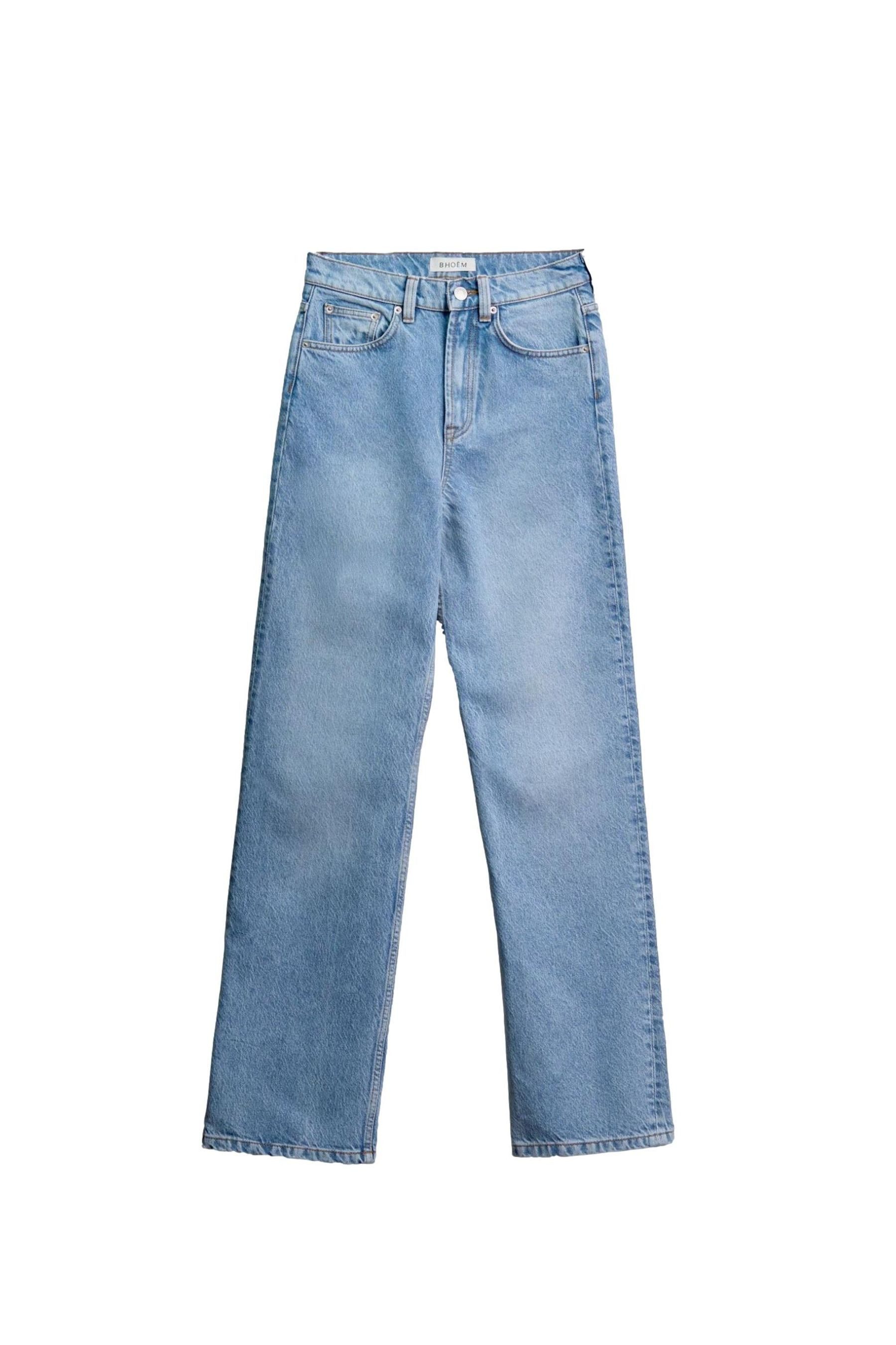 Weite Jeans BHOEM weiche Hochbund-Jeans mit weitem Bein