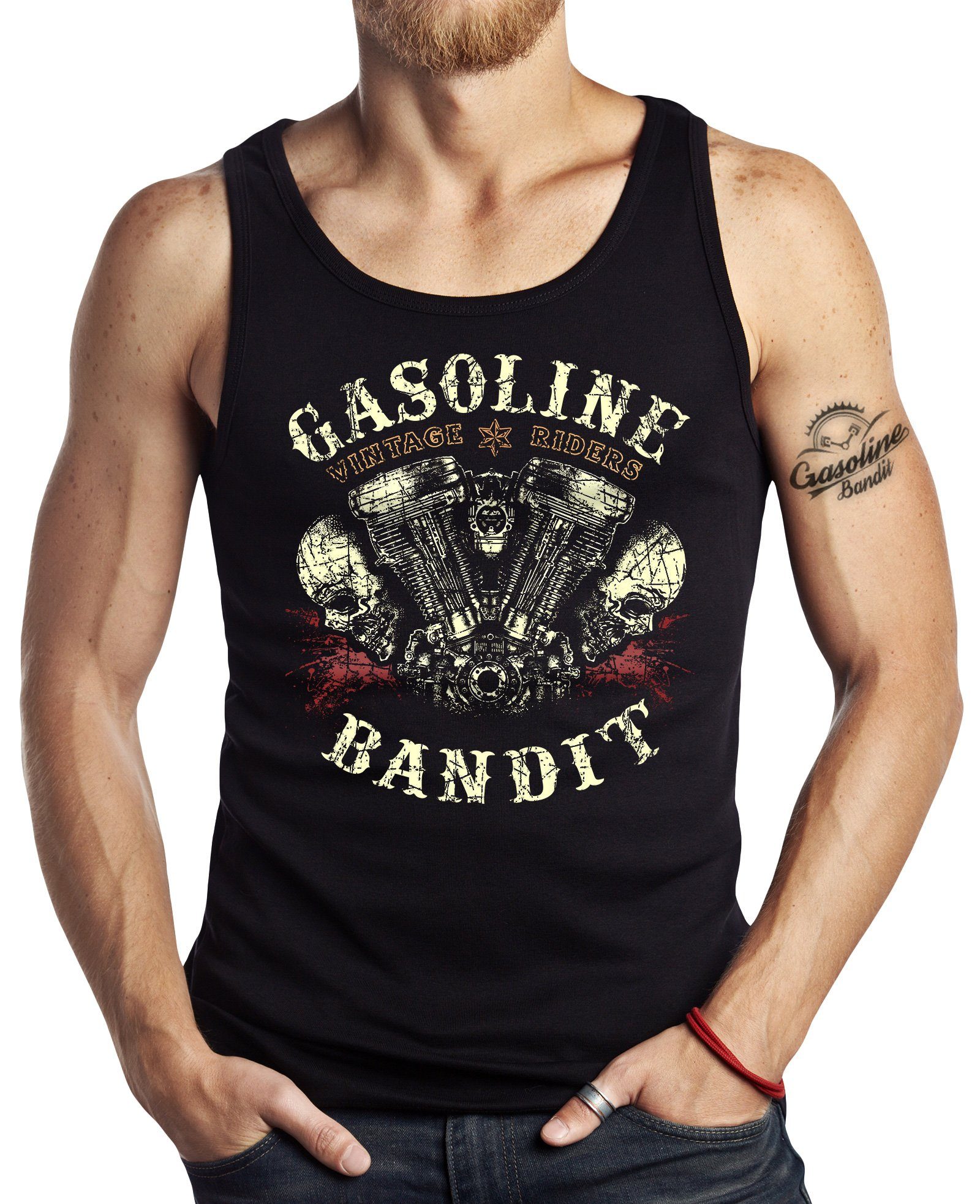 GASOLINE BANDIT® Tanktop für Hot Rod Biker, Racer, Motorrad Fans: Vintage Rider
