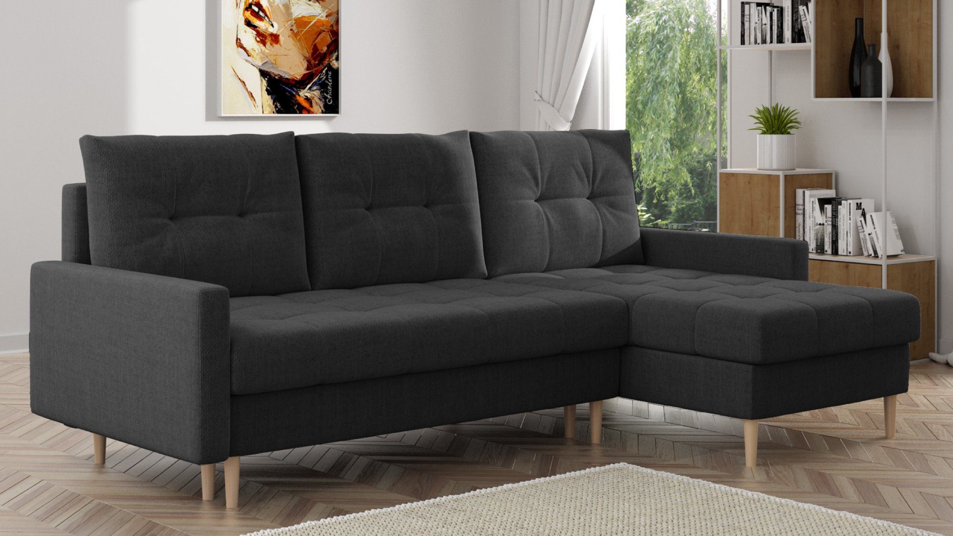 in Bettfunktion, mit Made wahlweise mit Links Möbel Punkt Bettkasten, Rechts, Europe Oslo Schwarz, Wohnlandschaft oder mane Grau