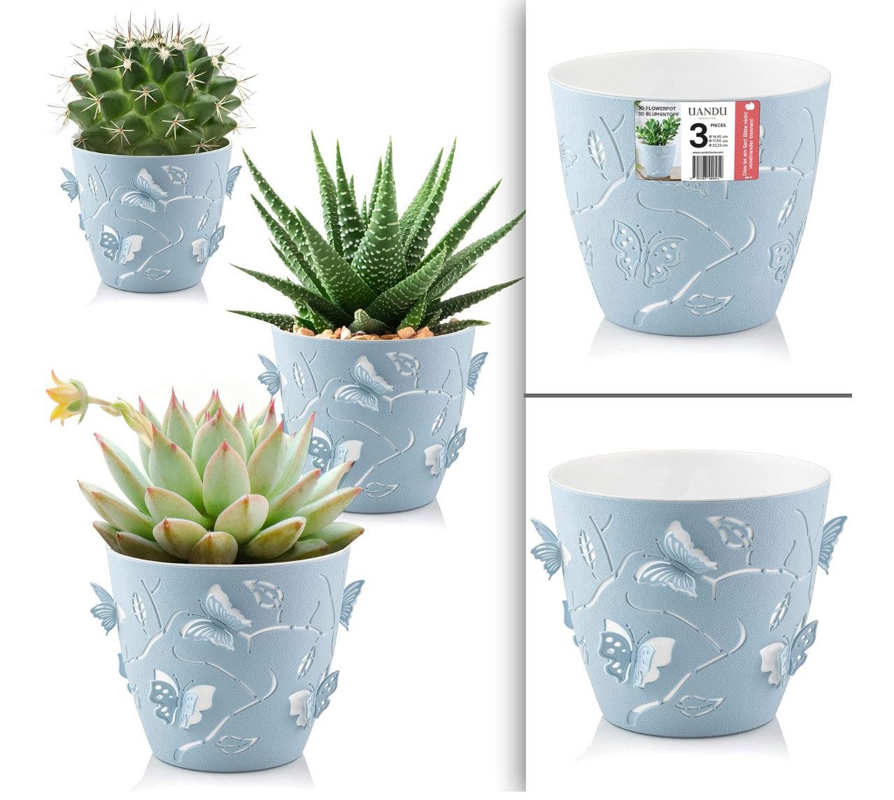 uandu home Blumentopf Set 3 Größen, Plant Pot, übertopf, Flower Pot, Pflanz günstig online kaufen
