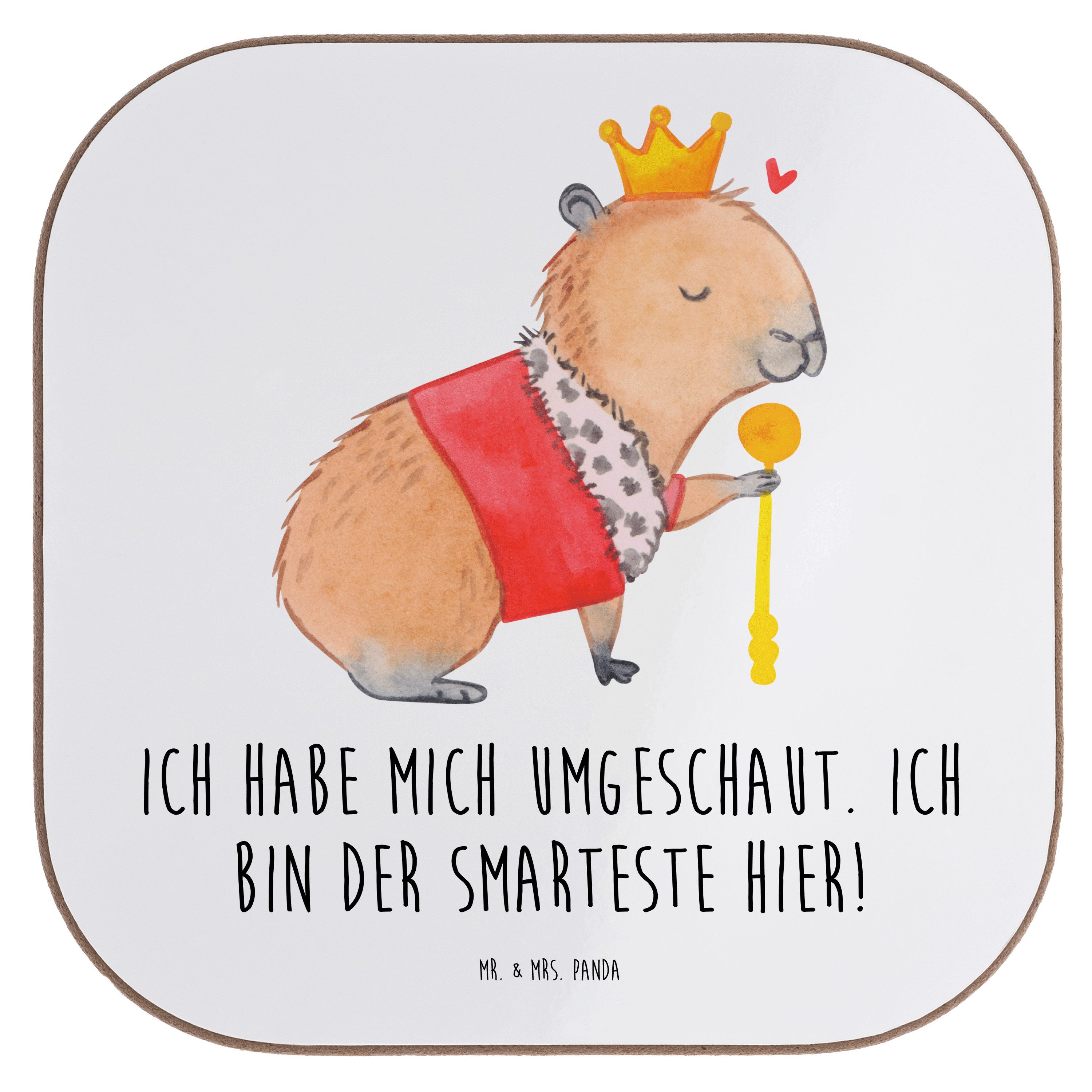 Mr. & Mrs. Panda Getränkeuntersetzer Capybara König Weiß Geschenk