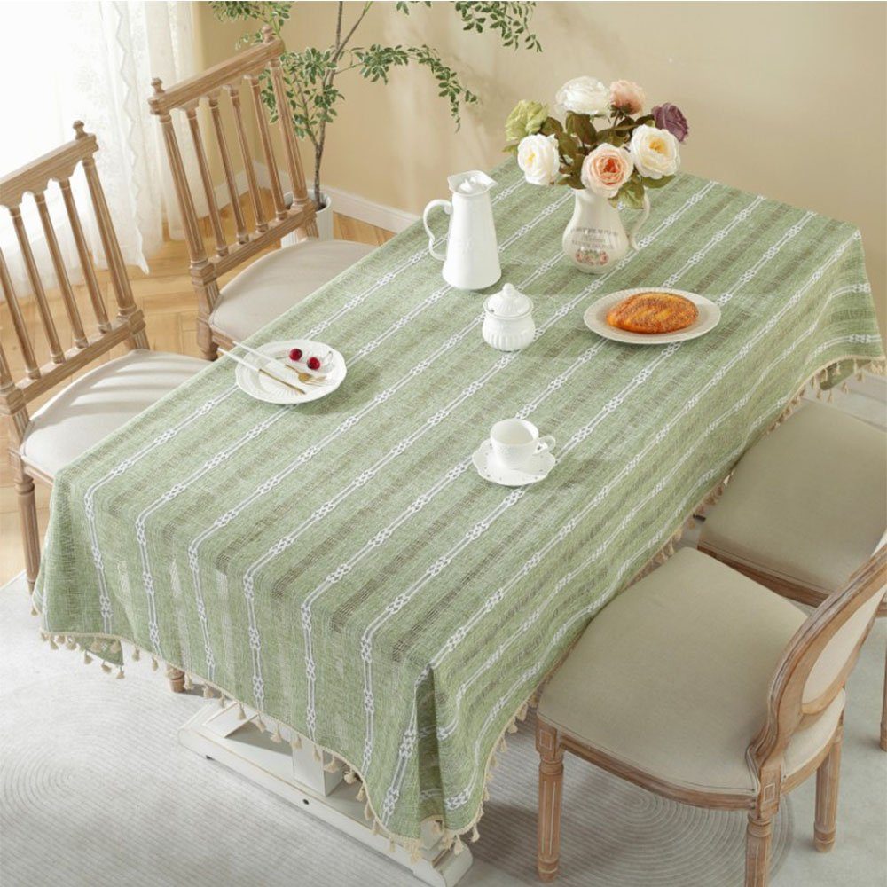 NUODWELL Tischdecke Patchwork-Tischdecke aus Baumwolle mit Quasten günstig online kaufen