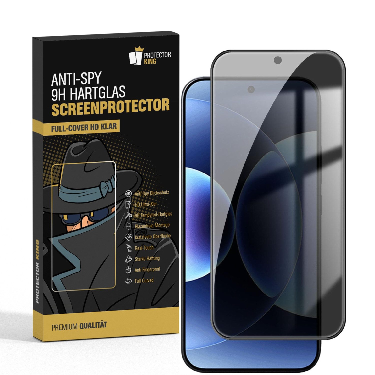Displayschutzfolie 5x 9H Blickschutz Panzerglas Full-Screen Anti-Spy Screen-Protector