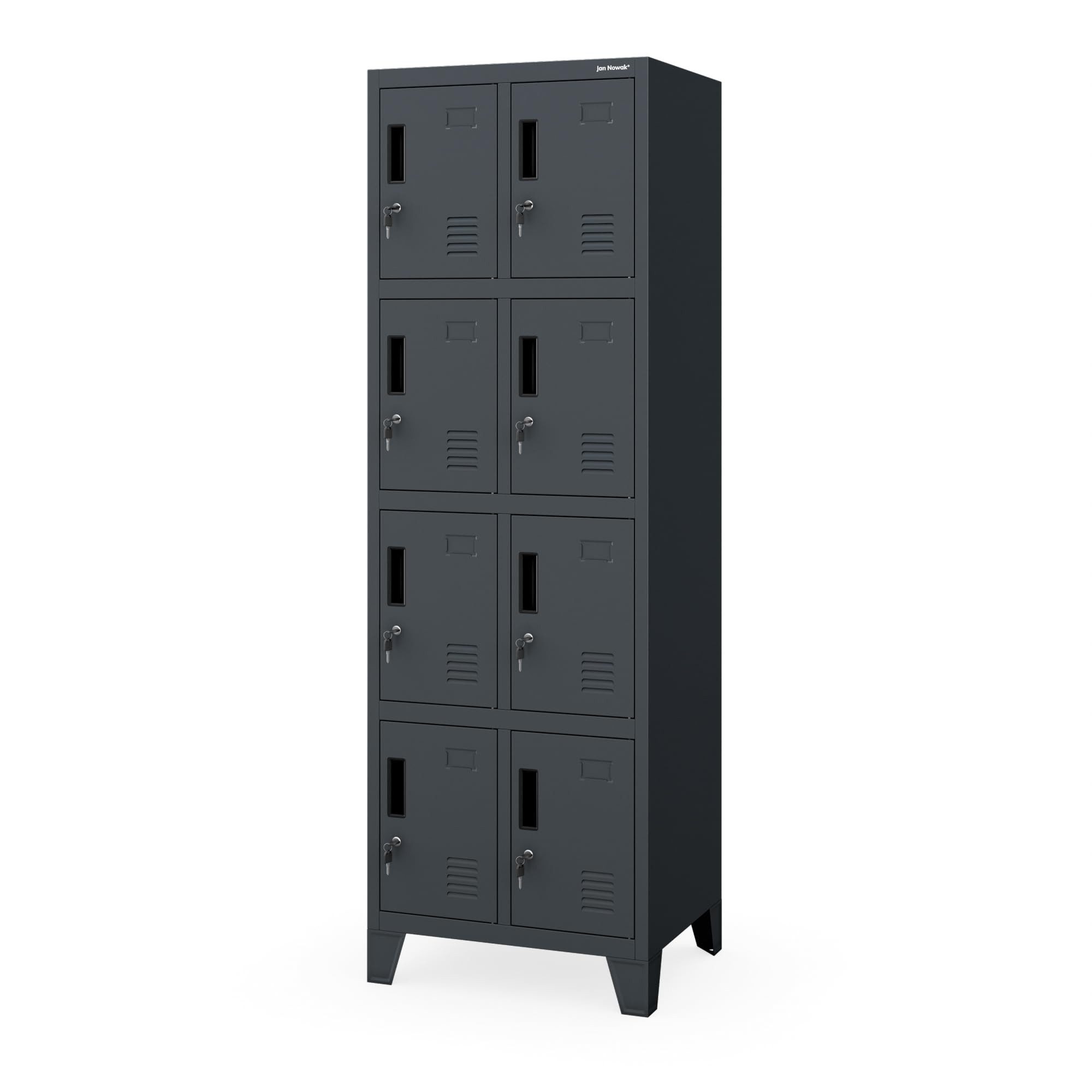 Jan Nowak Mehrzweckschrank Metall Schließfachschrank 56 cm ROBERT 2 Plus 10 Fächer Stahl (Stahl 0,6 mm 172 x 56 x 45 cm Wandmontage möglich PZH) Doppelspind Garderobenschrank abschließbar Schloss 172 cm 4 Farben