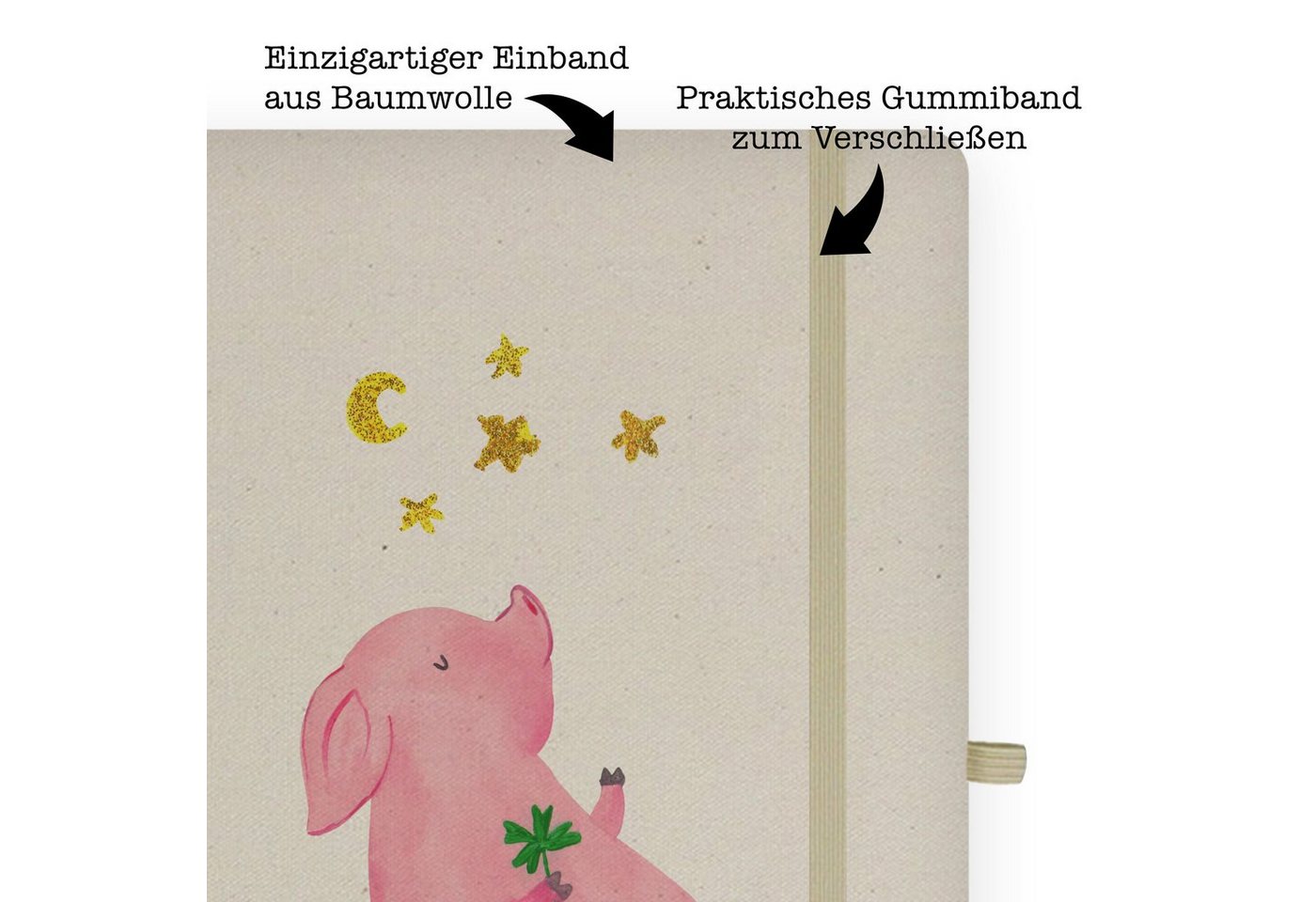 Thumbnail - Mr. & Mrs. Panda Notizbuch Schwein Glück - Transparent - Geschenk, Journal, Tiere, Skizzenbuch, Mr. & Mrs. Panda, Bezaub...